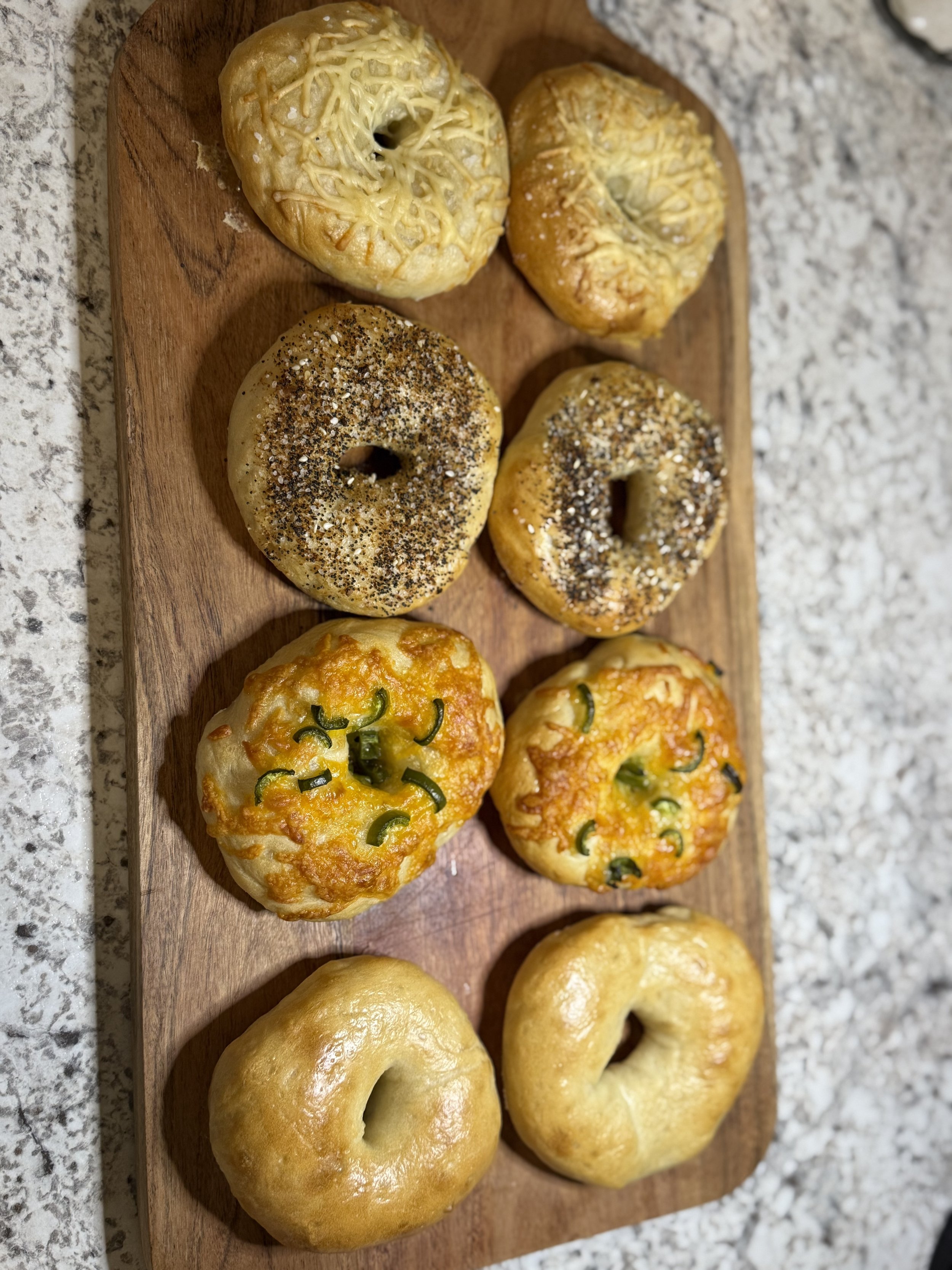 Sourdough Bagels 8-10$ (Plain, Everything, Cheddar Jalapeno, Asiago, Variety )