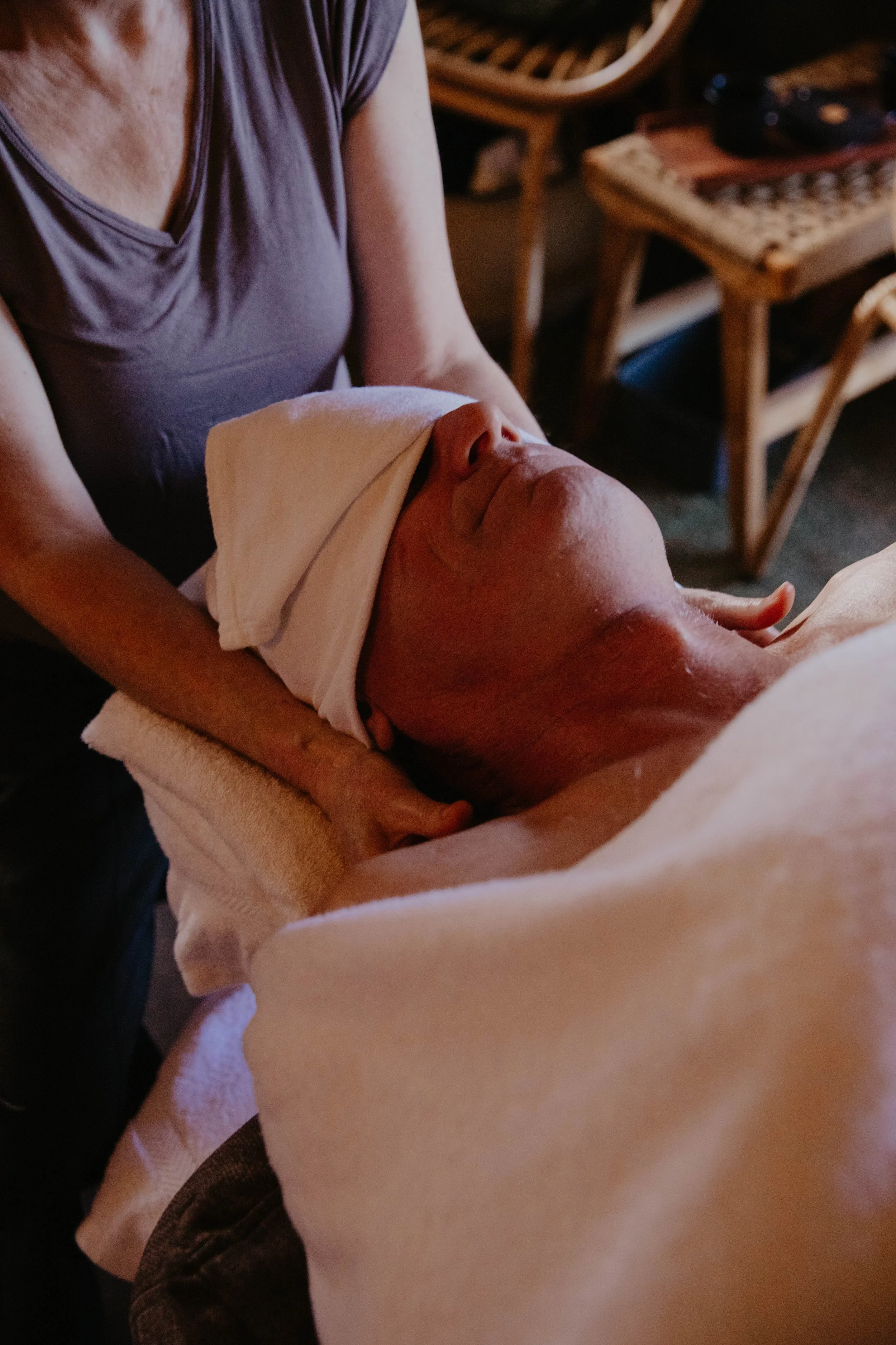 A staff member performing a massage