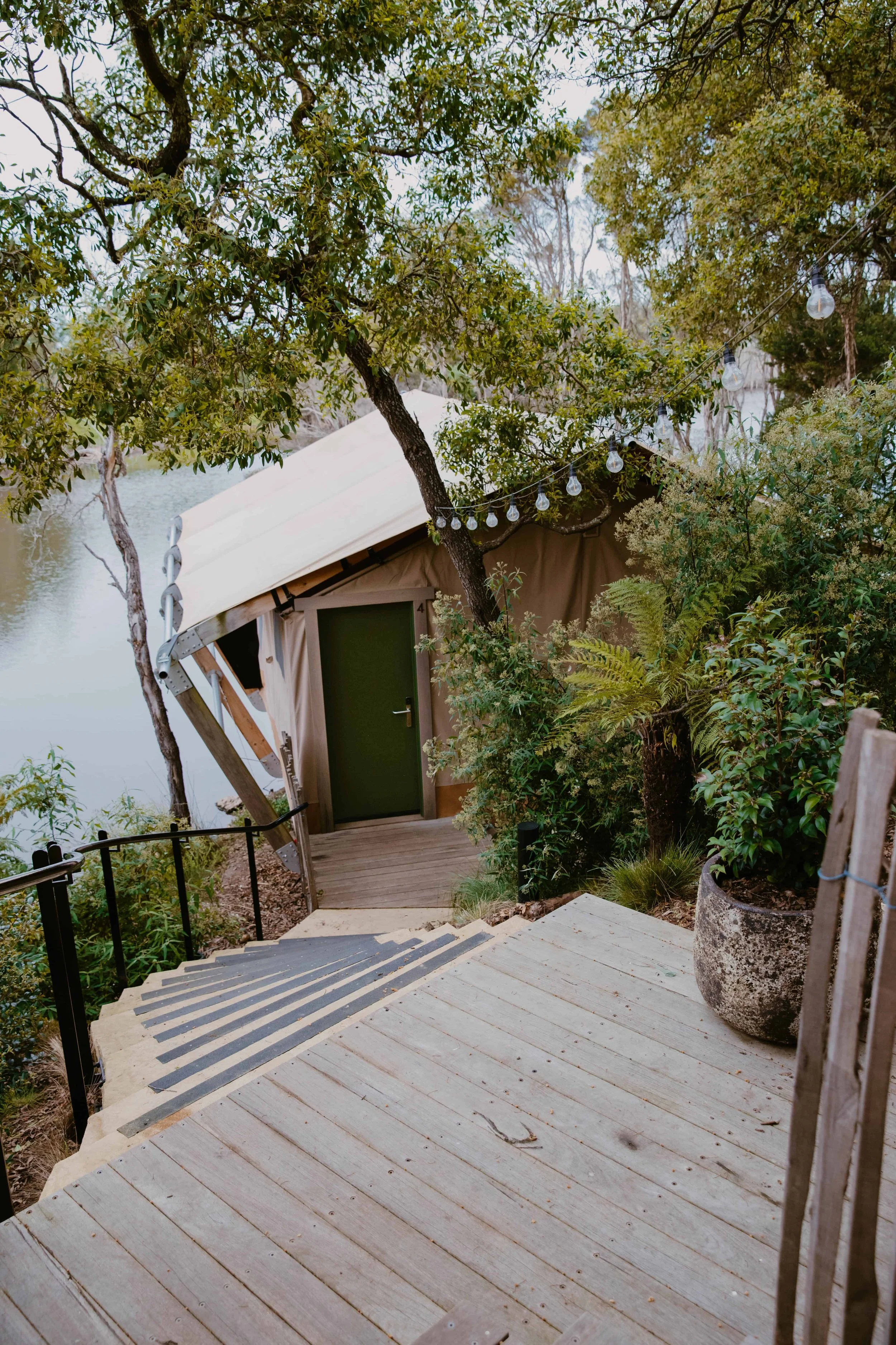 A Glamping tent by the Lagoon