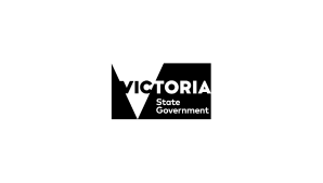 Victoria State Government logo in black and white.