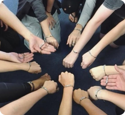 Young people with their values bracelets, 2019 youth program