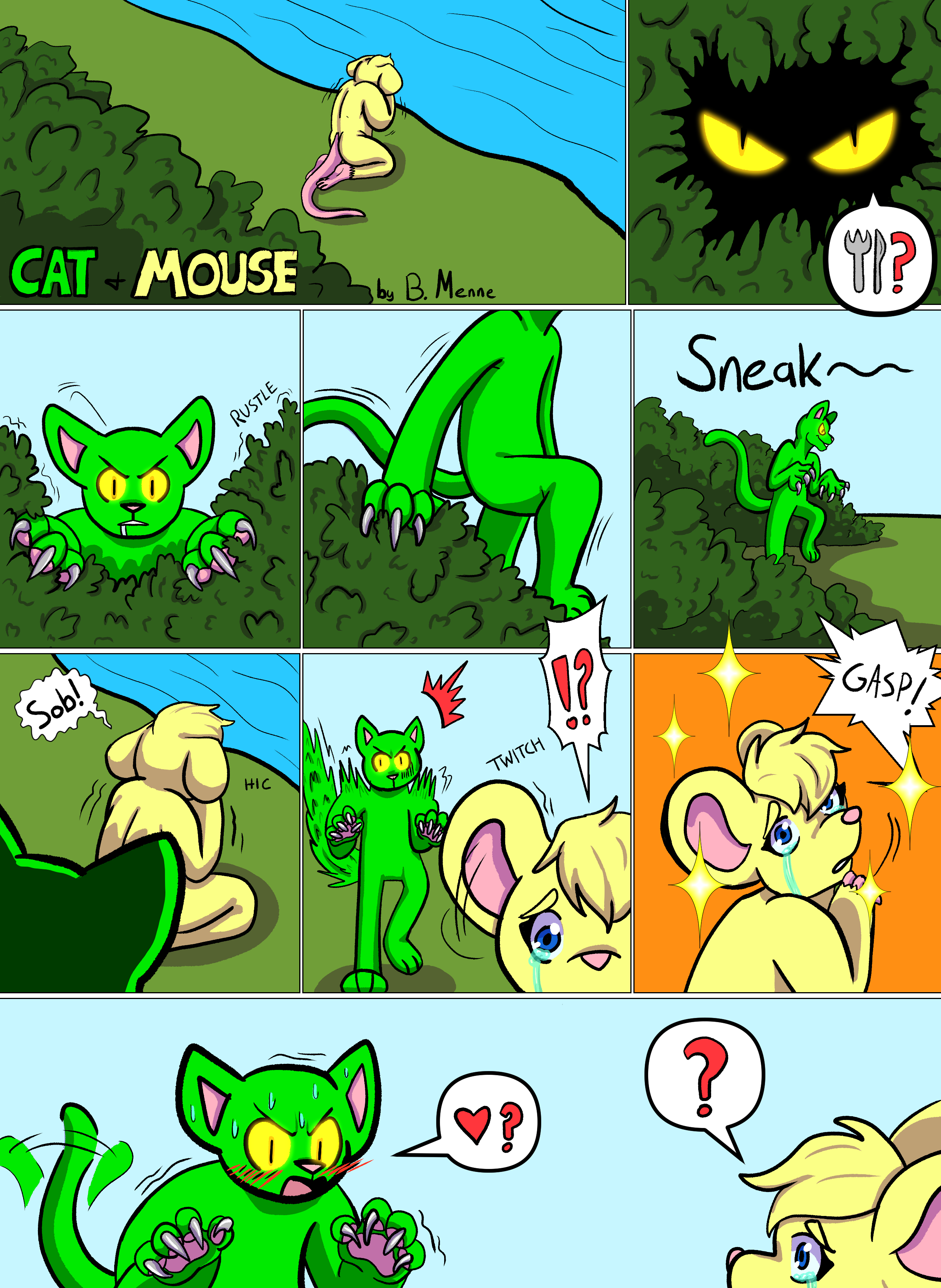 A one page comic featuring Jade the Cat and Daisy the Mouse, but digital this time