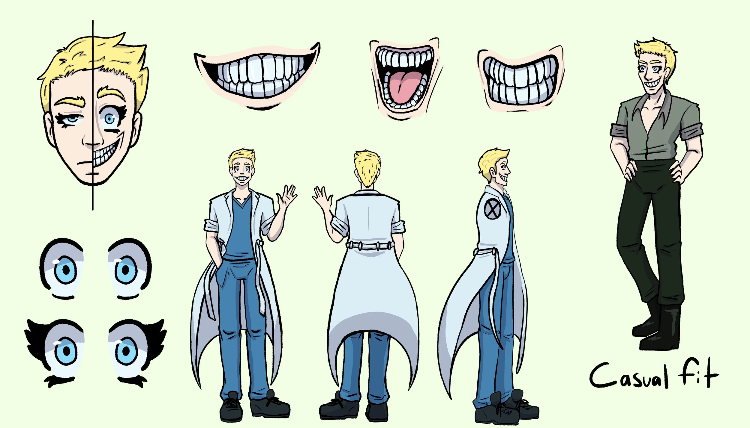 Character Turnaround Sheet for Dr. Adam, my original character