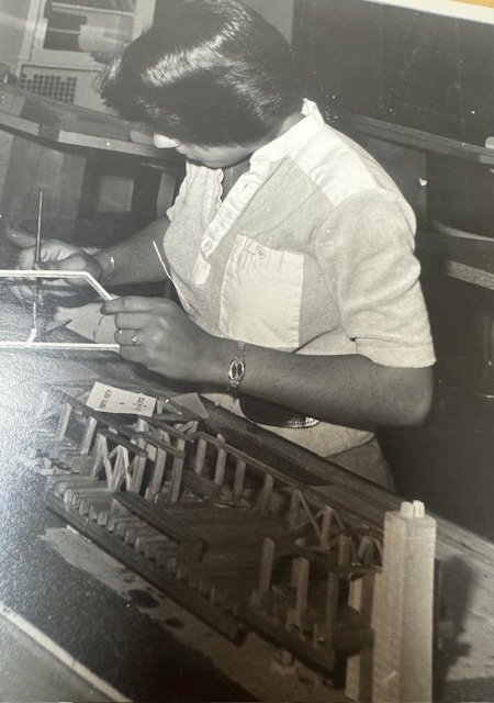 Mont Pleasant High School's technical program, designing and building deck to specifications, 1979.