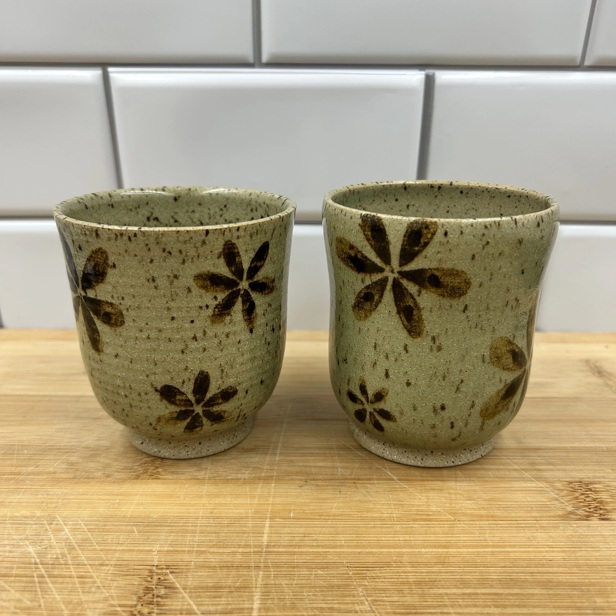 Ceramic Footed Cups - Pair