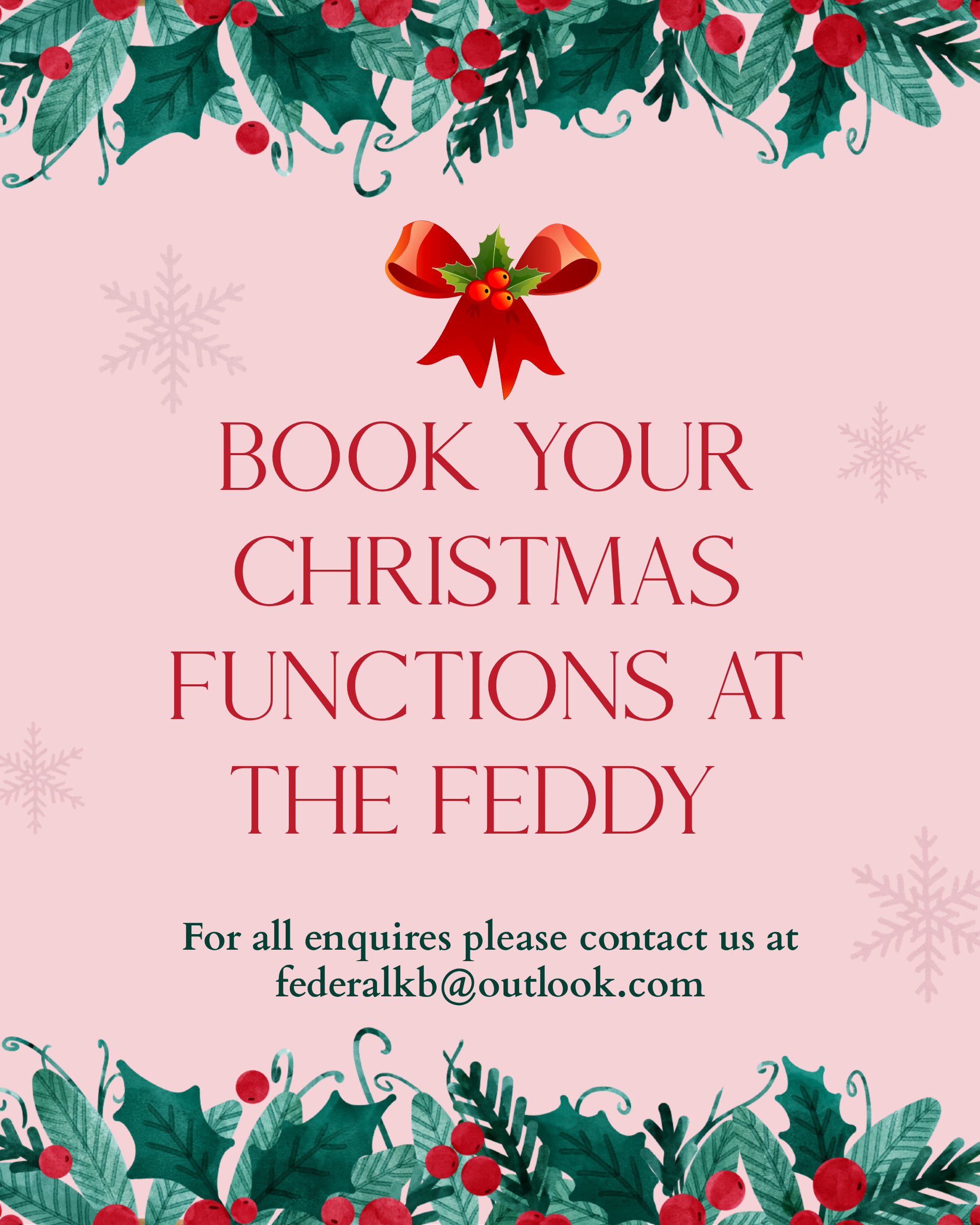 Book your Christmas Party at The Feddy