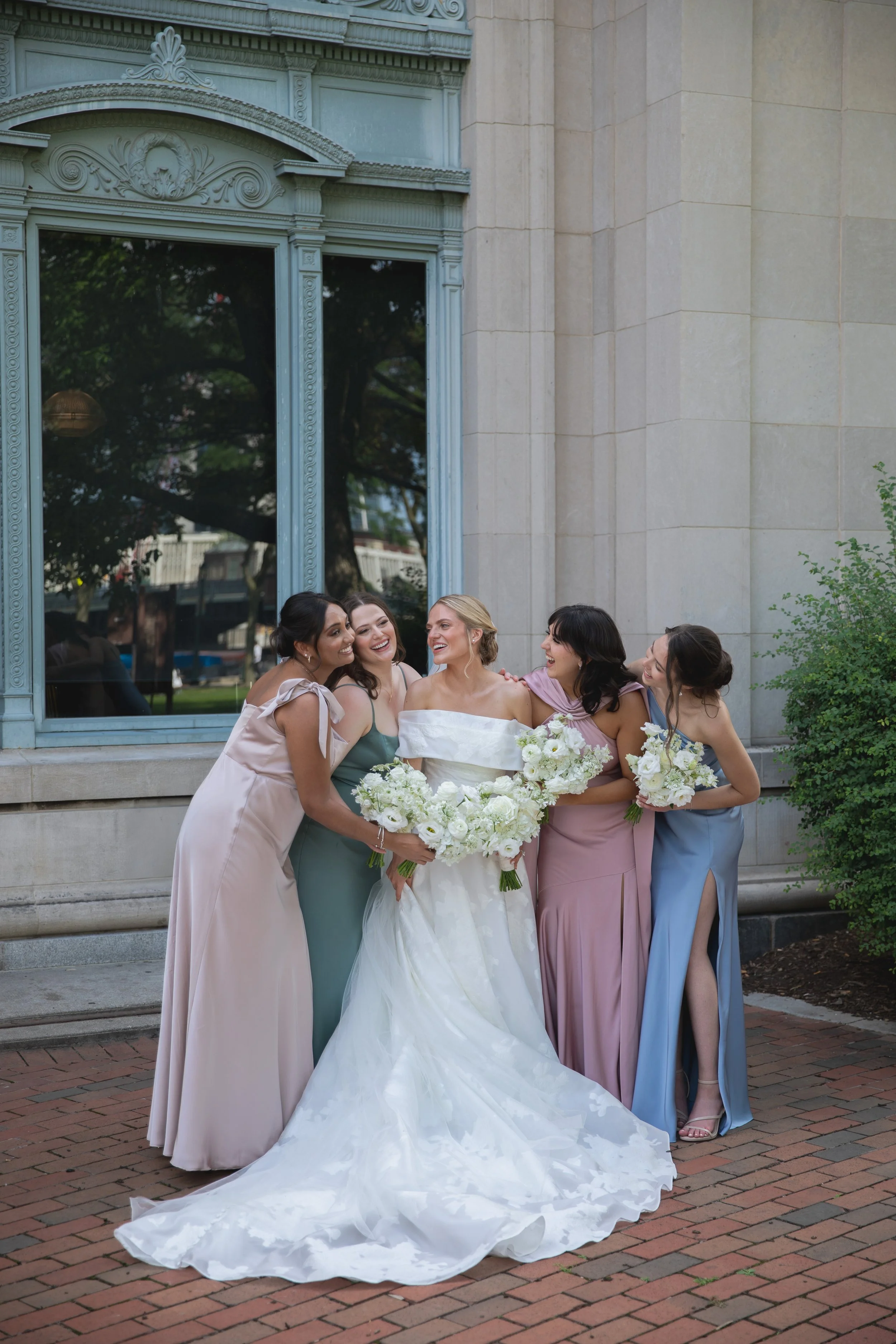 Bride with her bridesmaids
