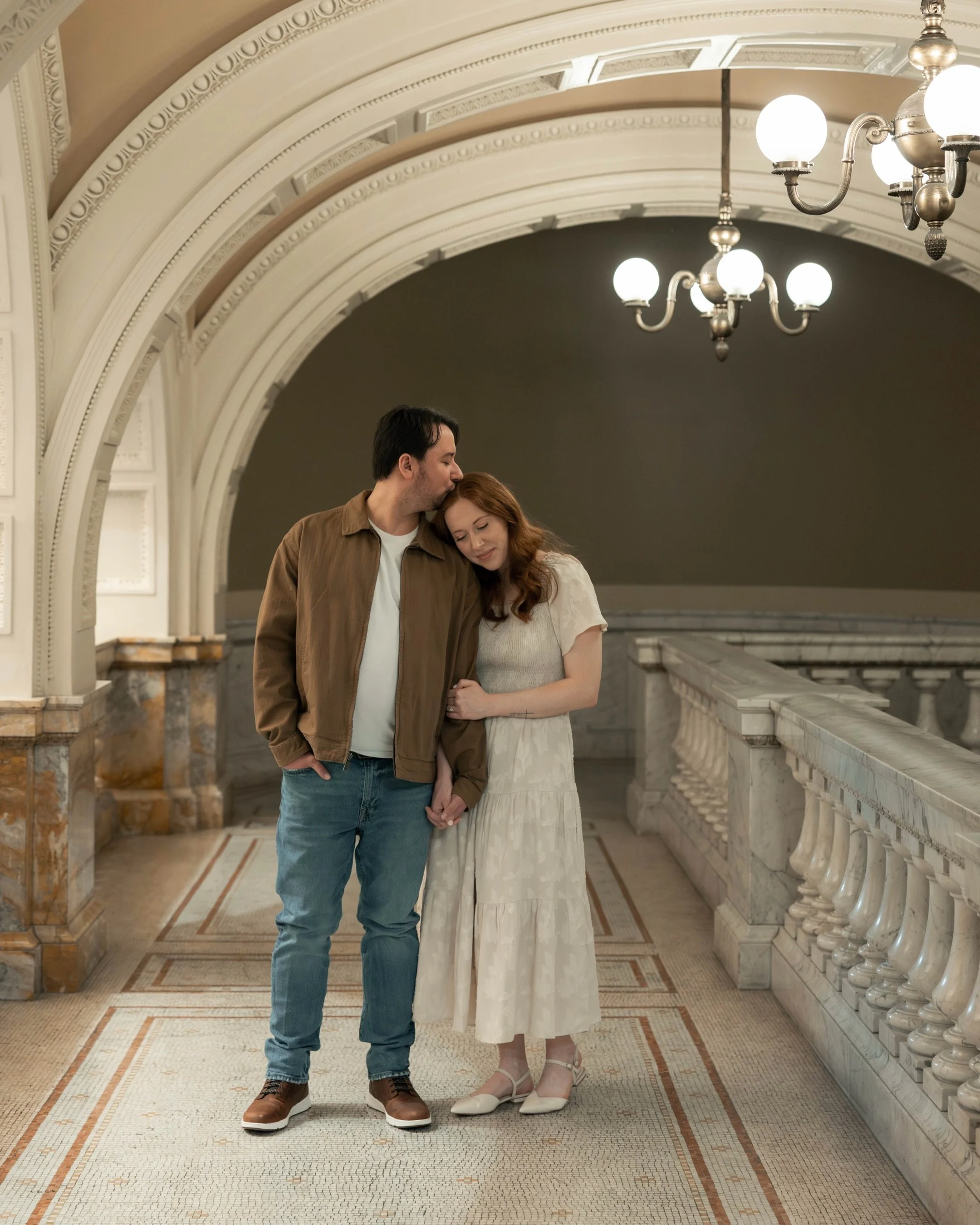 Proof that engagement photos don&rsquo;t need a golden hour sunset to feel romantic.✨

Just two people in love, some beautiful architecture and plenty of laughter.

The Milwaukee Public Library never disappoints!

#wisconsinweddingphotographer #milwa