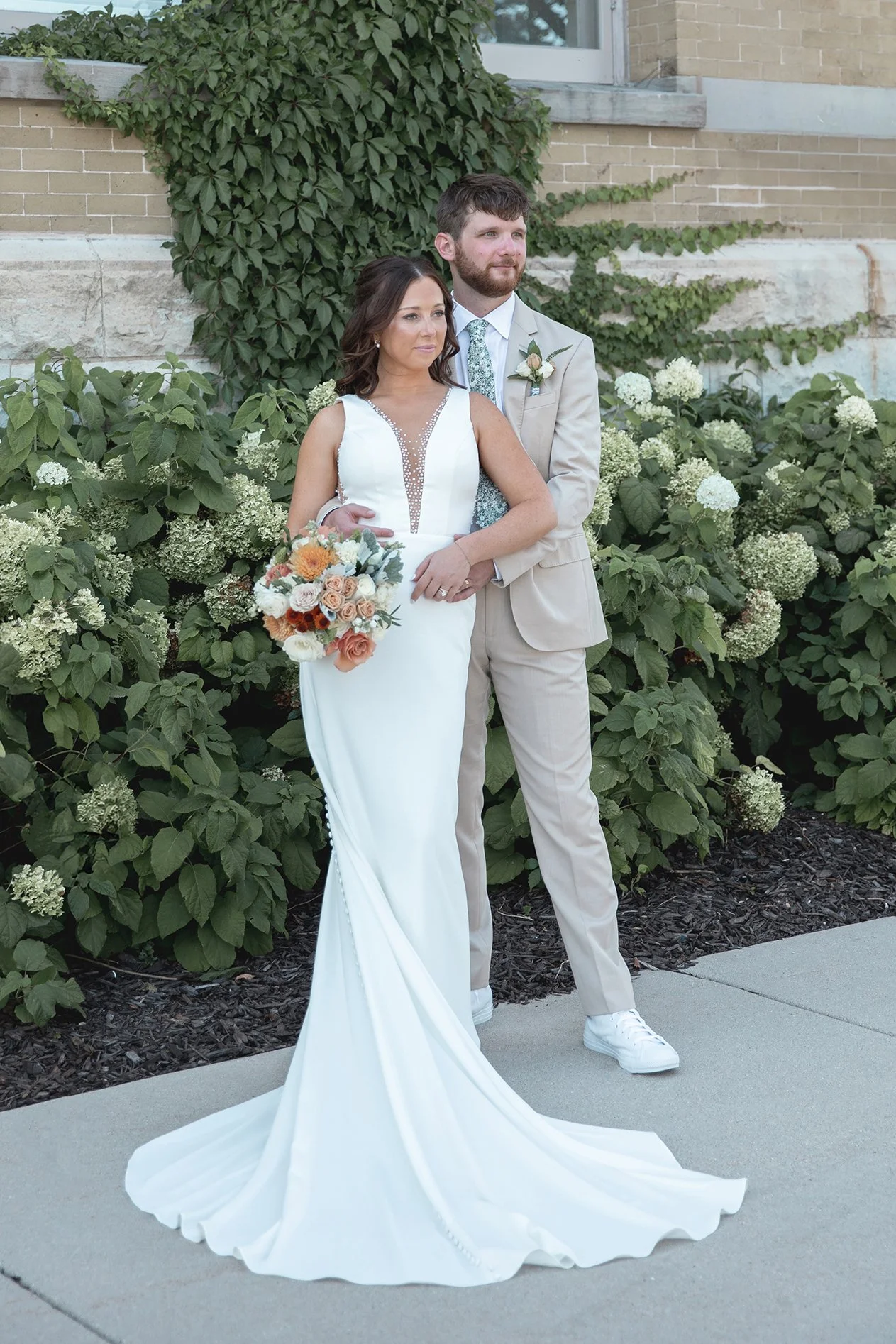 Bride and groom on their wedding day