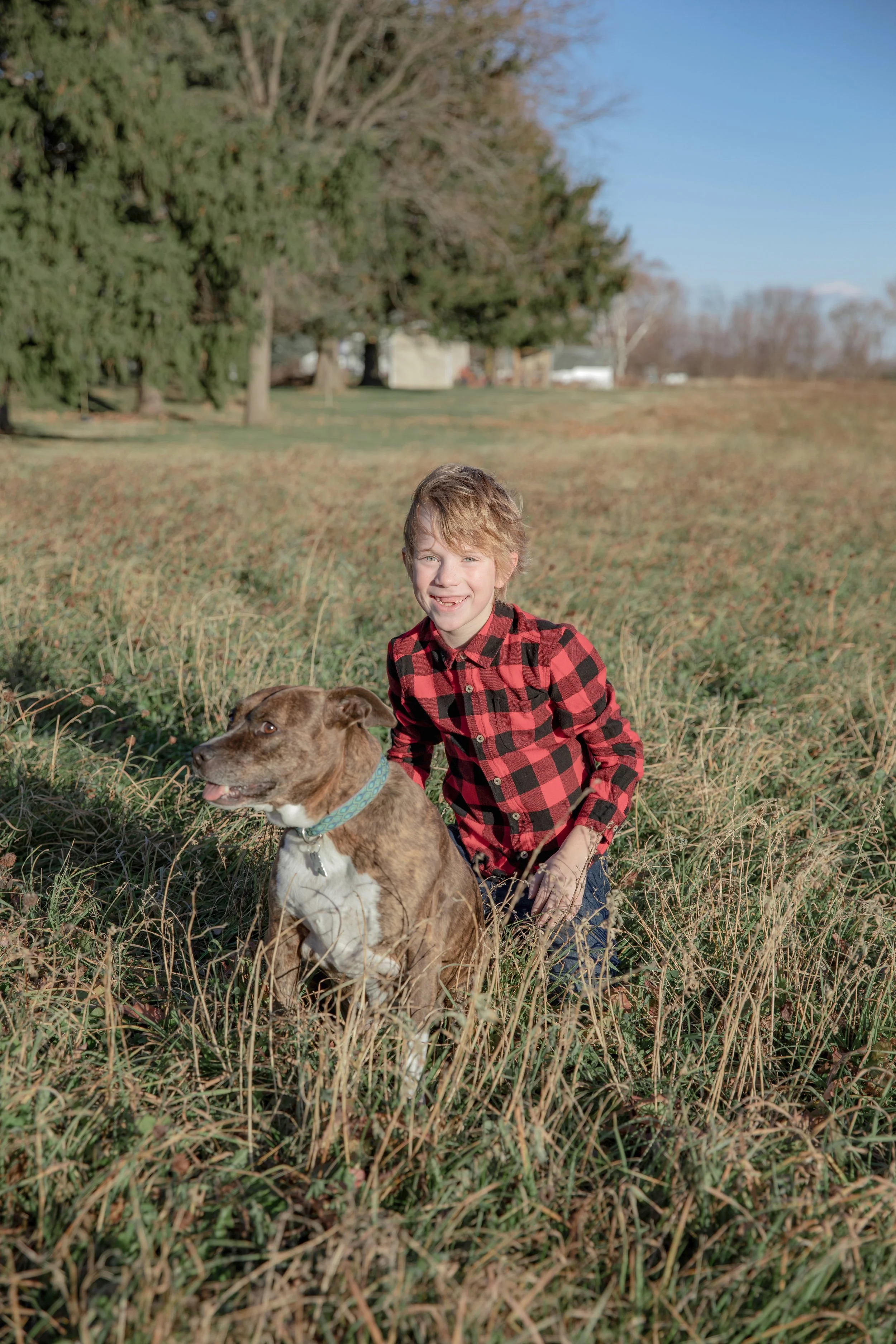 Picture of a boy and his dog 