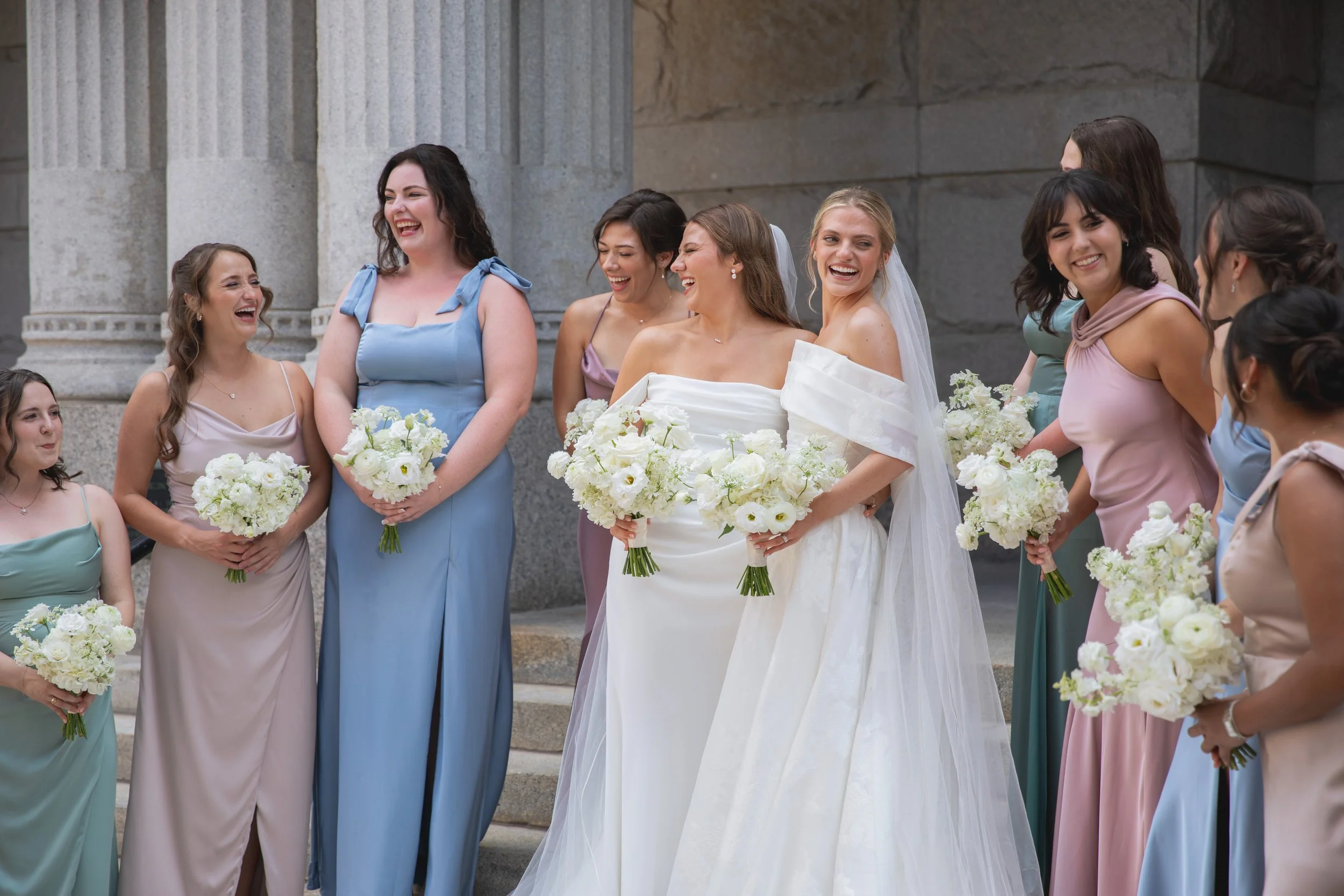 Bride with her bridesmaids
