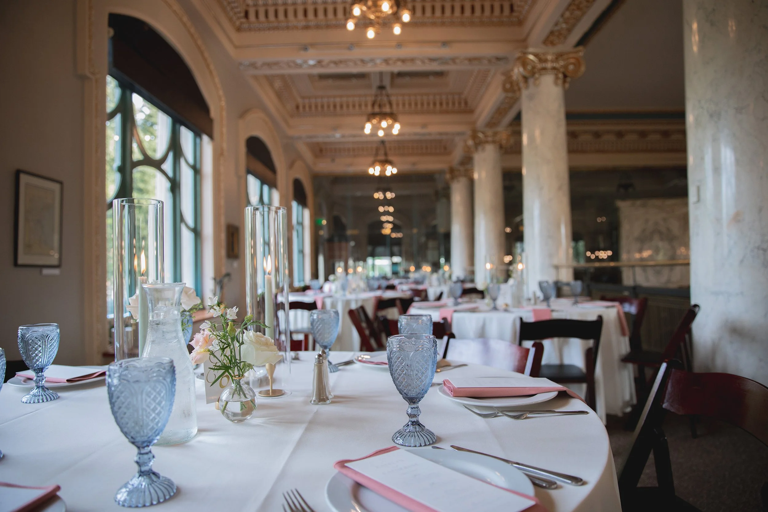 Table setting inside The Society in Milwaukee