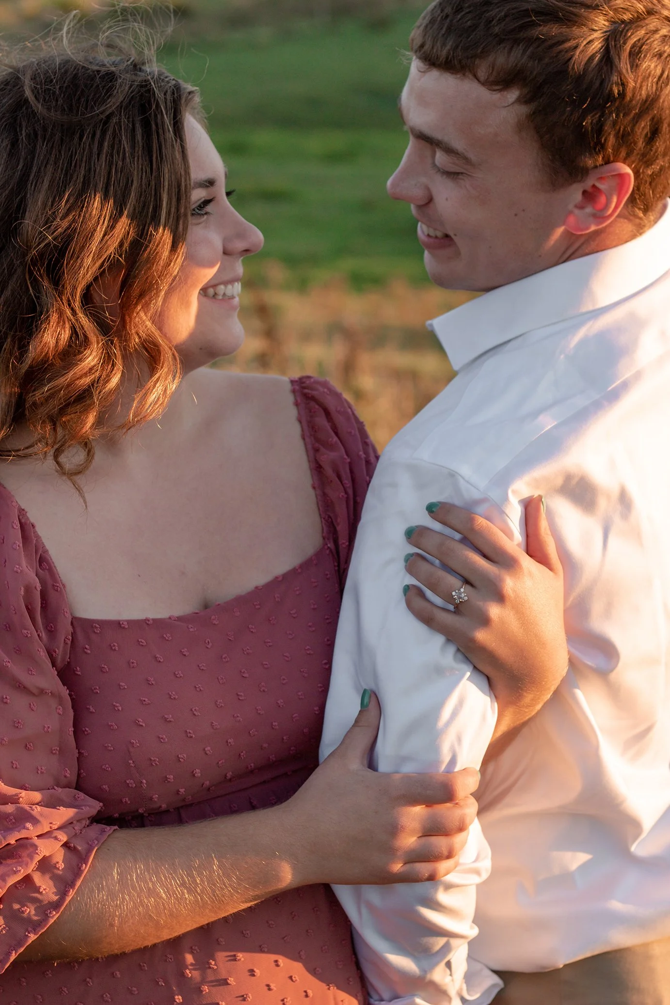 Engagement picture of a happy couple in nature