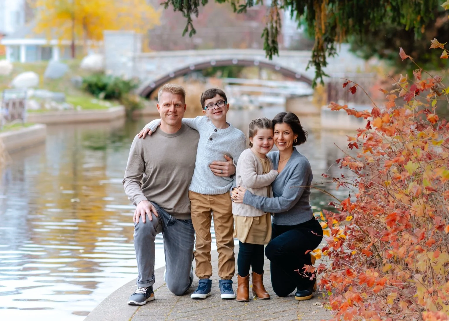 The owner's family posing outside
