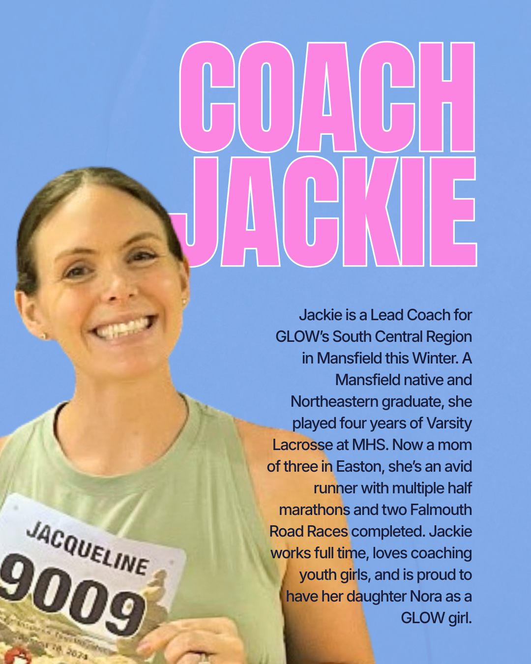 Coach Jackie, girls youth lacrosse coach with GLOW in Massachusetts