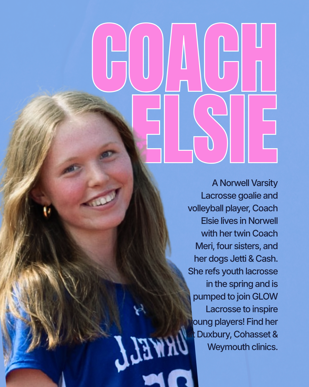 Coach Elsie, girls youth lacrosse coach with GLOW in Massachusetts