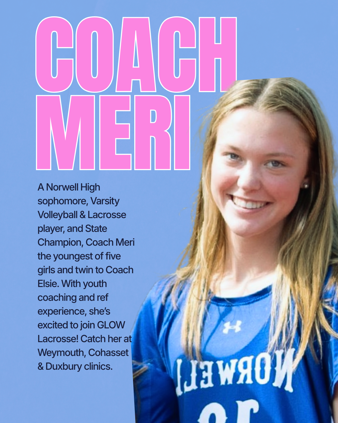 Coach Meri, girls youth lacrosse coach with GLOW in Massachusetts