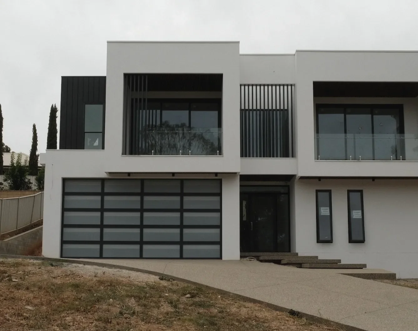 Transparent panels on sectional garage door