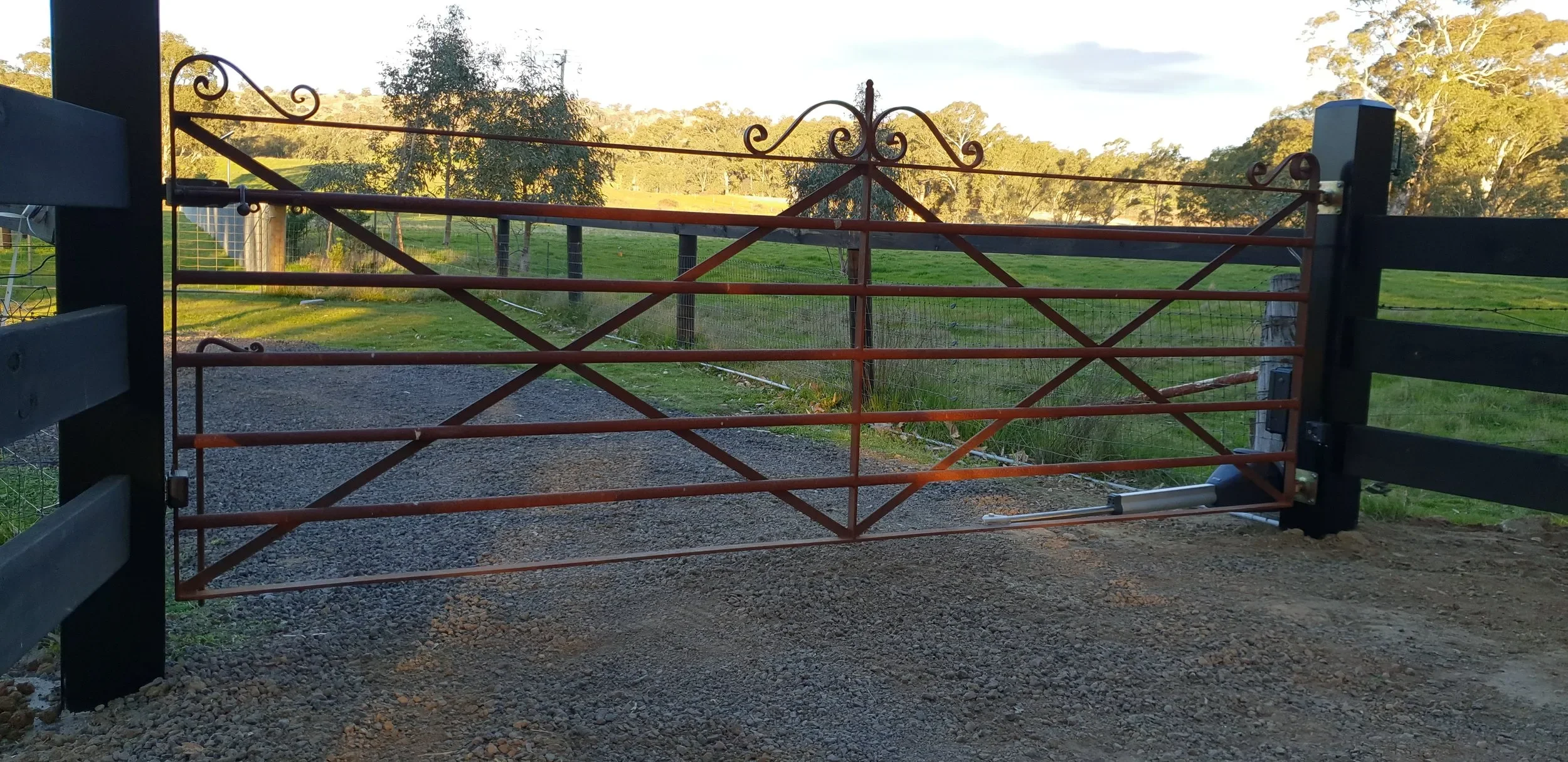 Automated iron gate on rural property