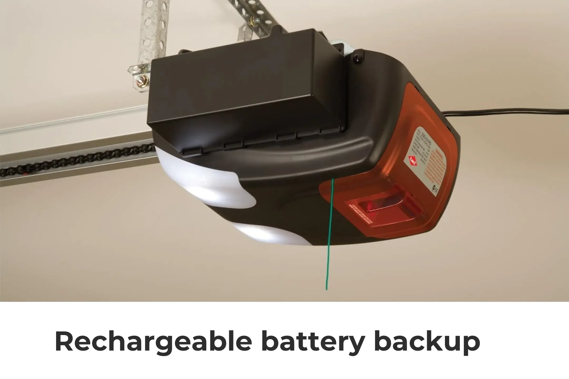 Ever worried about how you'll get into your garage without electricity? With our rechargeable battery backup, you have guaranteed access to your garage to remove valuables in the event of a blackout, fire or similar emergency.
