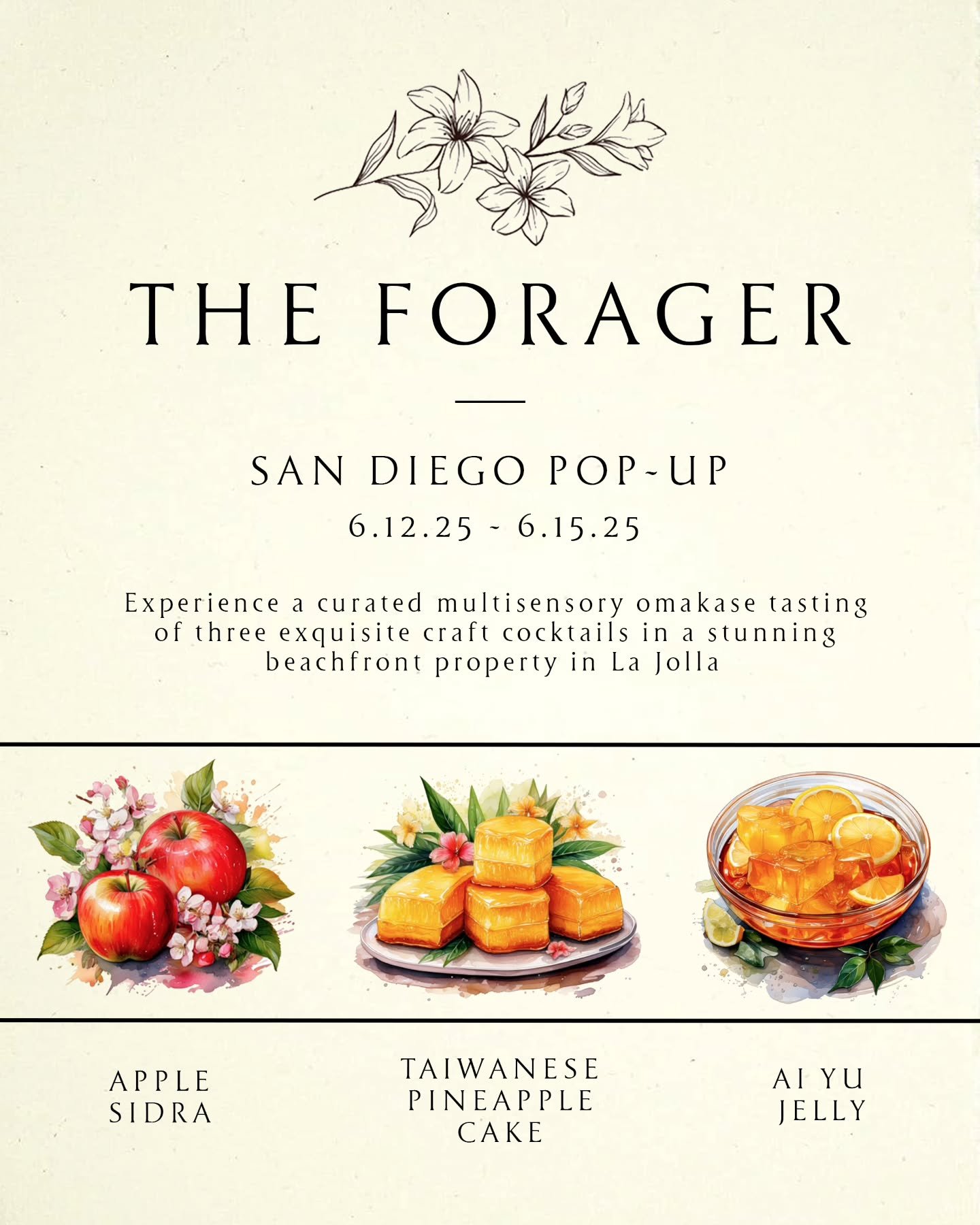 The Forager is returning to San Diego next month in beautiful La Jolla! Join us for a multisensory pop-up bar experience during Father's Day weekend, featuring three brand-new, expertly crafted Asian-inspired cocktails, each designed to elevate your 