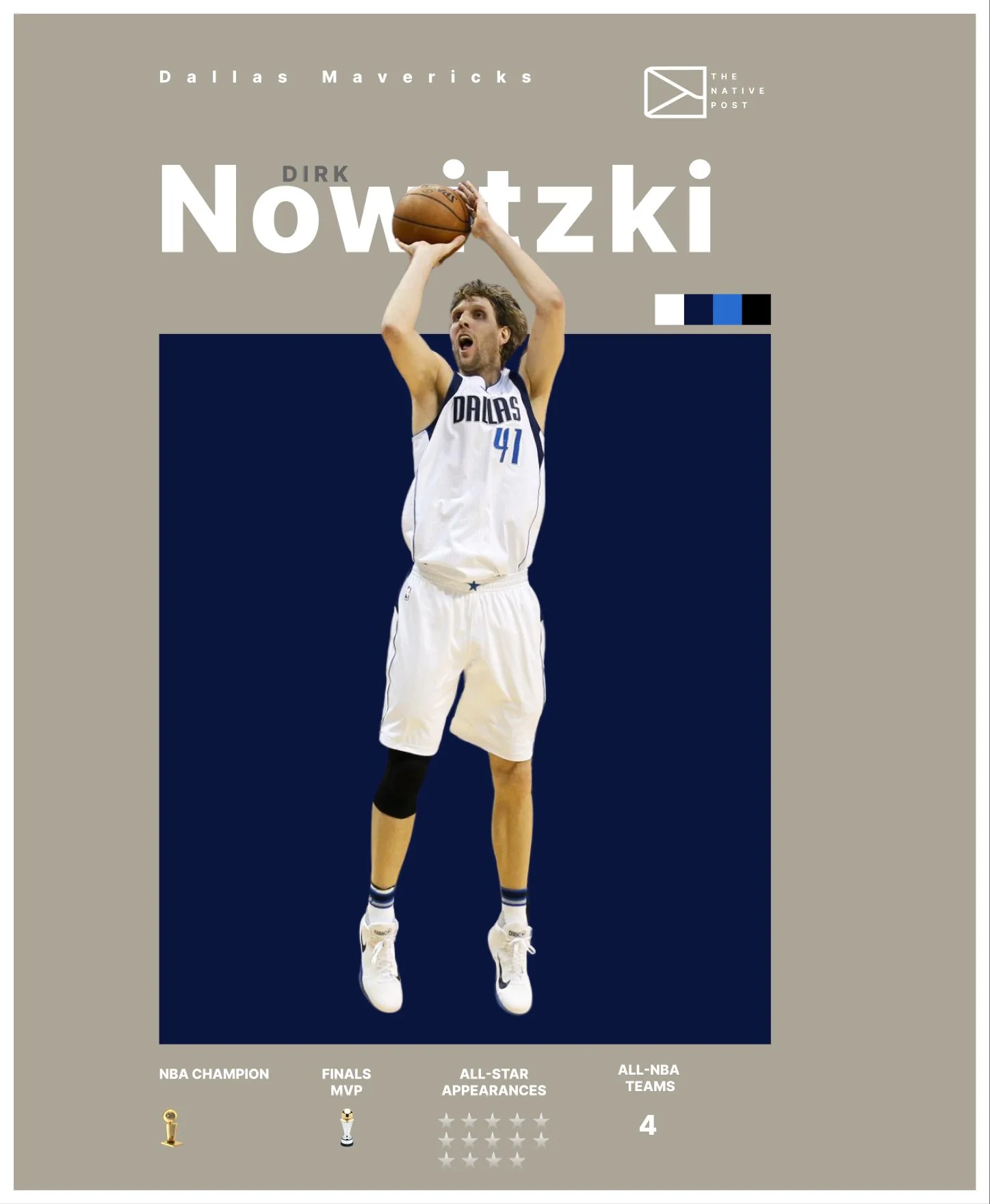 A basketball player in the Dallas Mavericks uniform shooting a basket during a game.