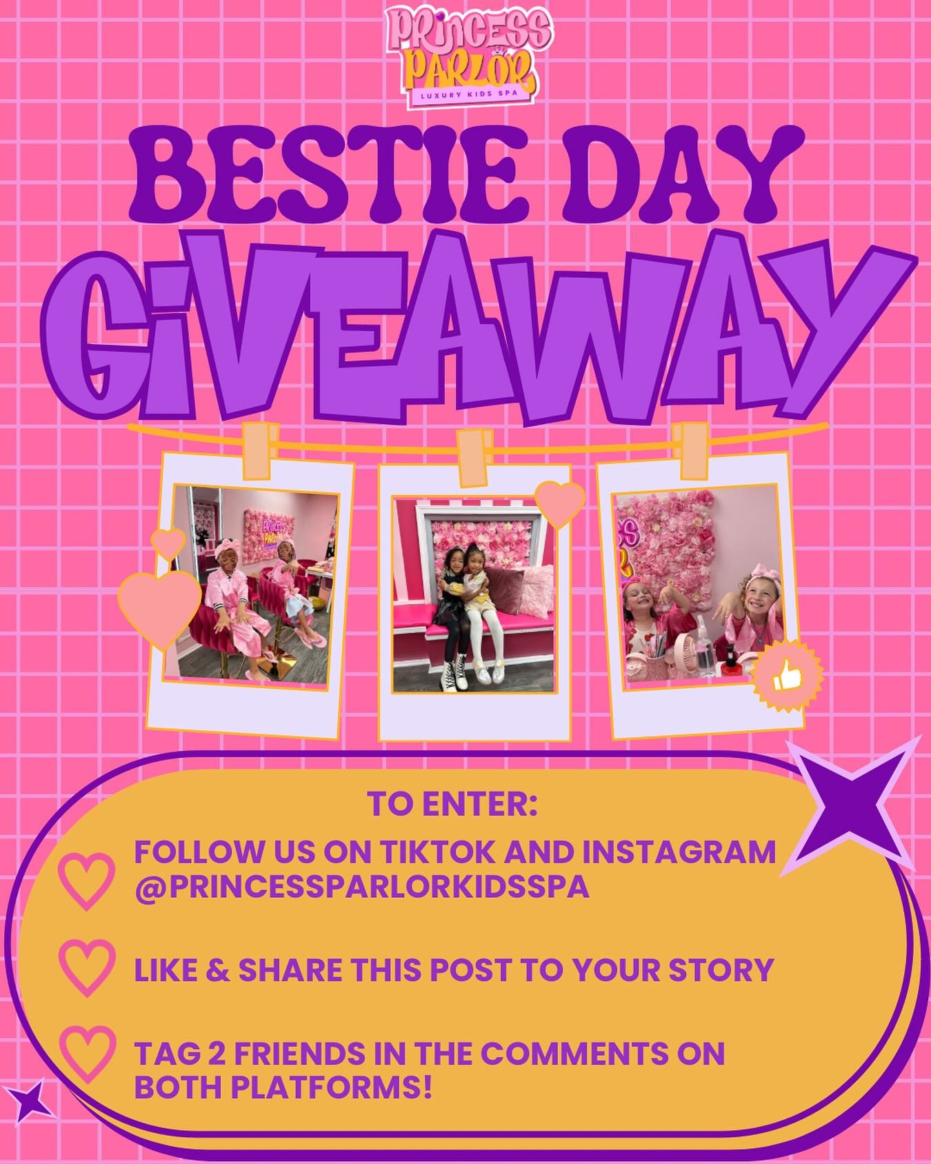 ✨ NOTHING BEATS A JET2GIVEAWAY ✨
Two lucky winners will each receive a Bestie Day! A magical spa experience for them and a friend at Princess Parlor Kids Spa! 💅👑💖

Here&rsquo;s how to enter:
1️⃣ Follow us on TikTok @princessparlorkidsspa and Insta