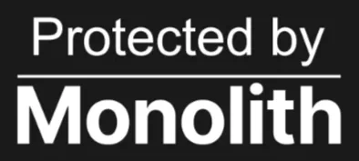 Text reading 'Protected by Monolith' on a black background.