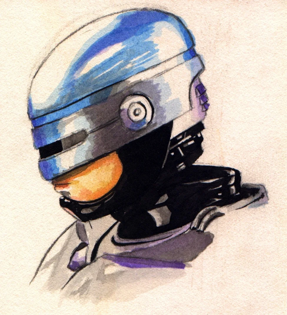 Illustration of a person in a racing helmet and gear, with a visor, leaning forward in a racing stance.