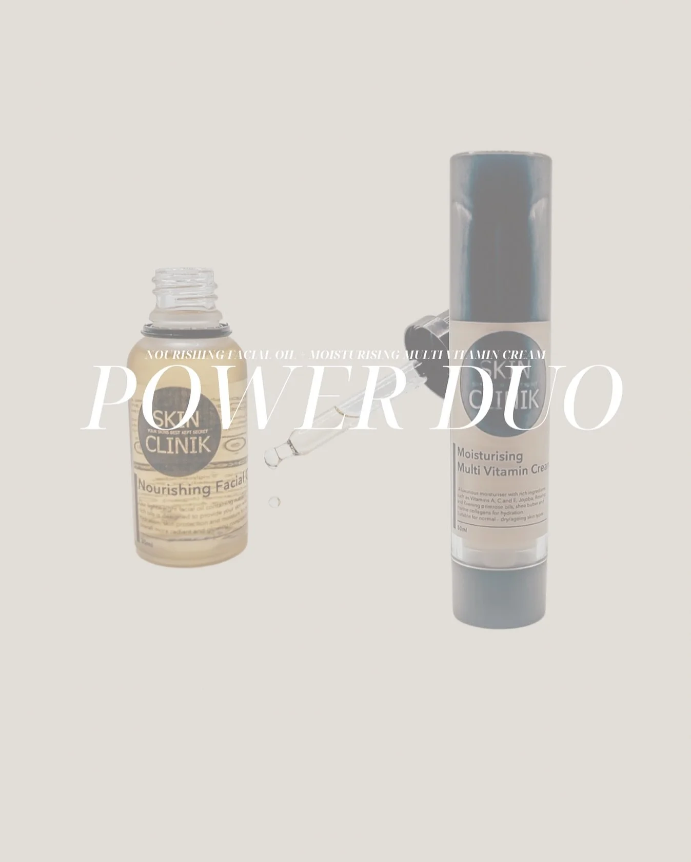 ✨ The ultimate skincare power duo! ✨ Our Nourishing Facial Oil and Moisturising Multivitamin Cream work in perfect harmony to hydrate, repair, and protect your skin. The facial oil locks in moisture and boosts hydration, while the multivitamin cream