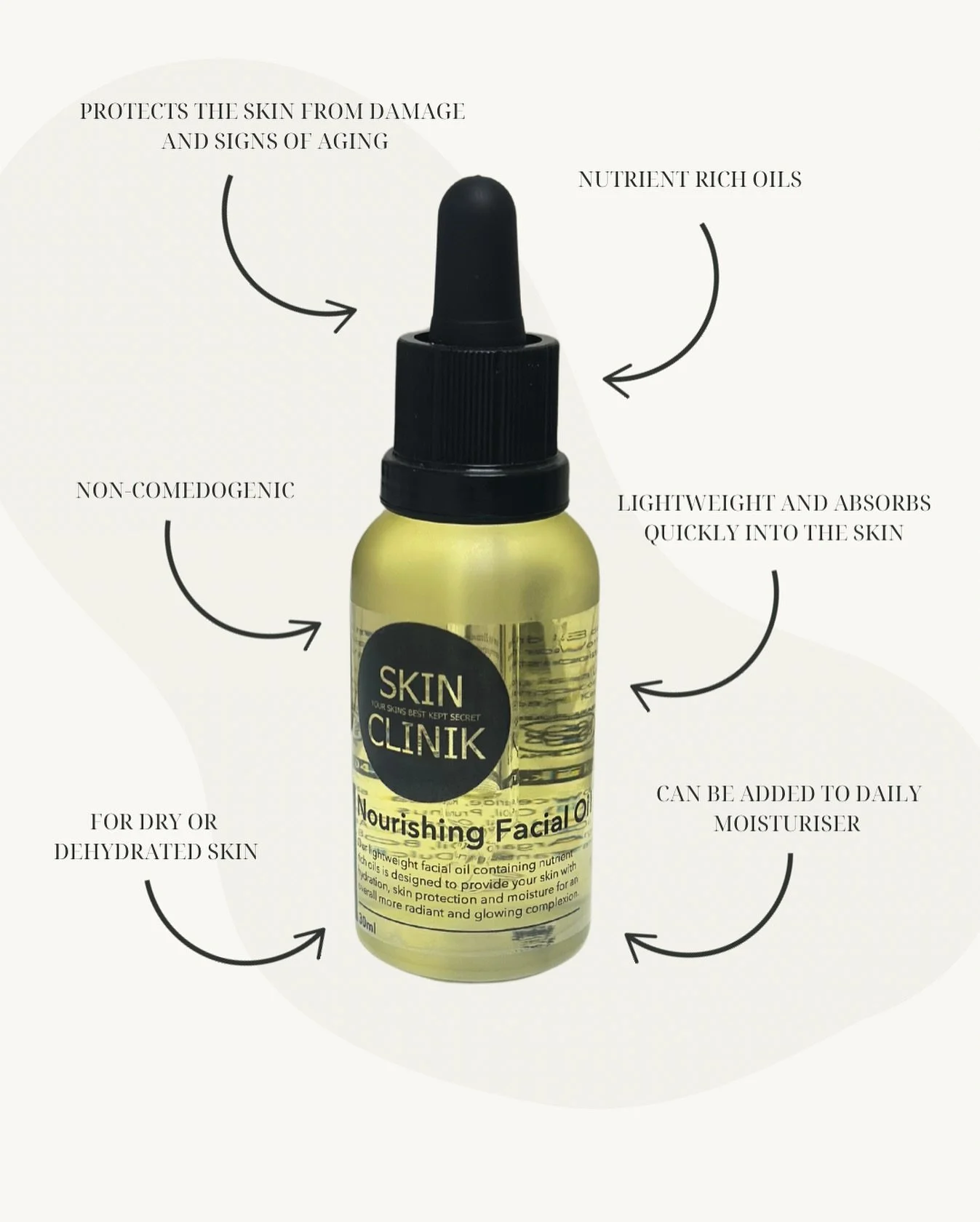 Glow from within ✨ Our nourishing facial oil is packed with skin-loving ingredients to hydrate, restore, and give you that radiant, dewy finish. Because your skin deserves the best! 
•
•
•
•
•
#GlowGetter #SkincareEssential