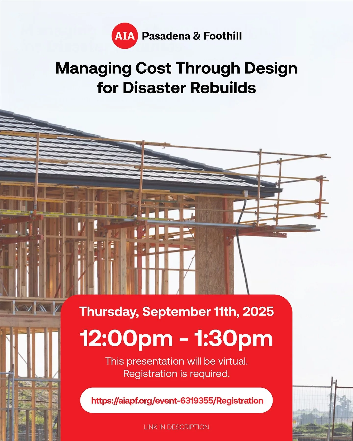 ✨ This week, BZ Build Co. joins @aia_pf for Managing Cost Through Design for Disaster Rebuild.

Our own Jonathan Gallagher @jl.gallagher will share lessons from the field on how architects and builders can move beyond silos and into true synergy duri