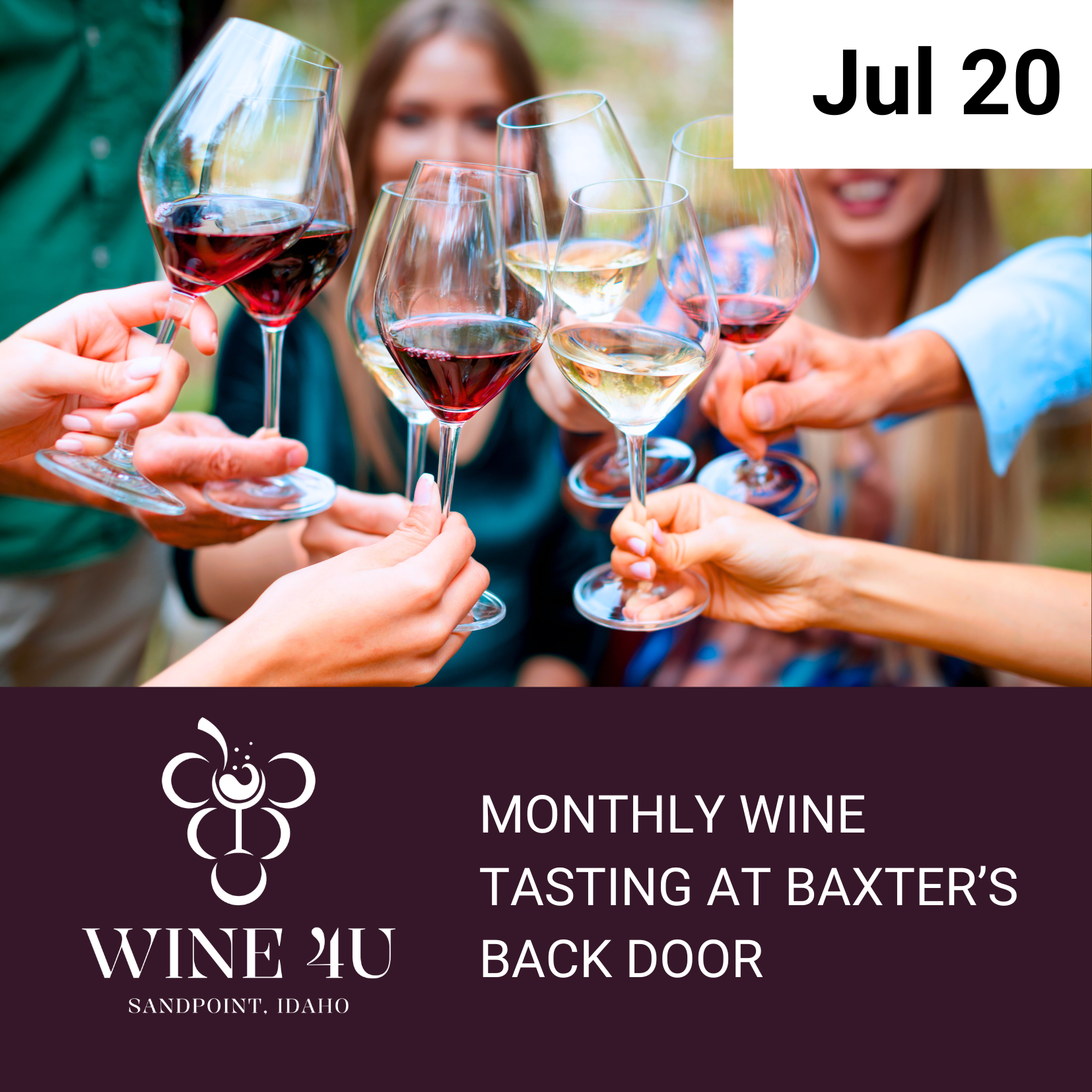 July 20 – Monthly Wine Tasting at Baxter's Back Door | 5:30–7:30 PM