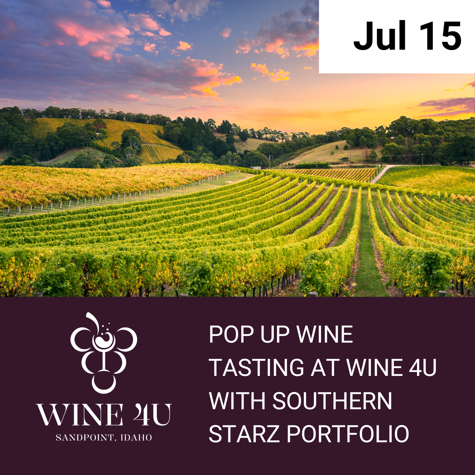 July 15 - Pop-up Wine Tasting with  Southern Starz Portfolio - | 5:00–7:00 PM (Copy)