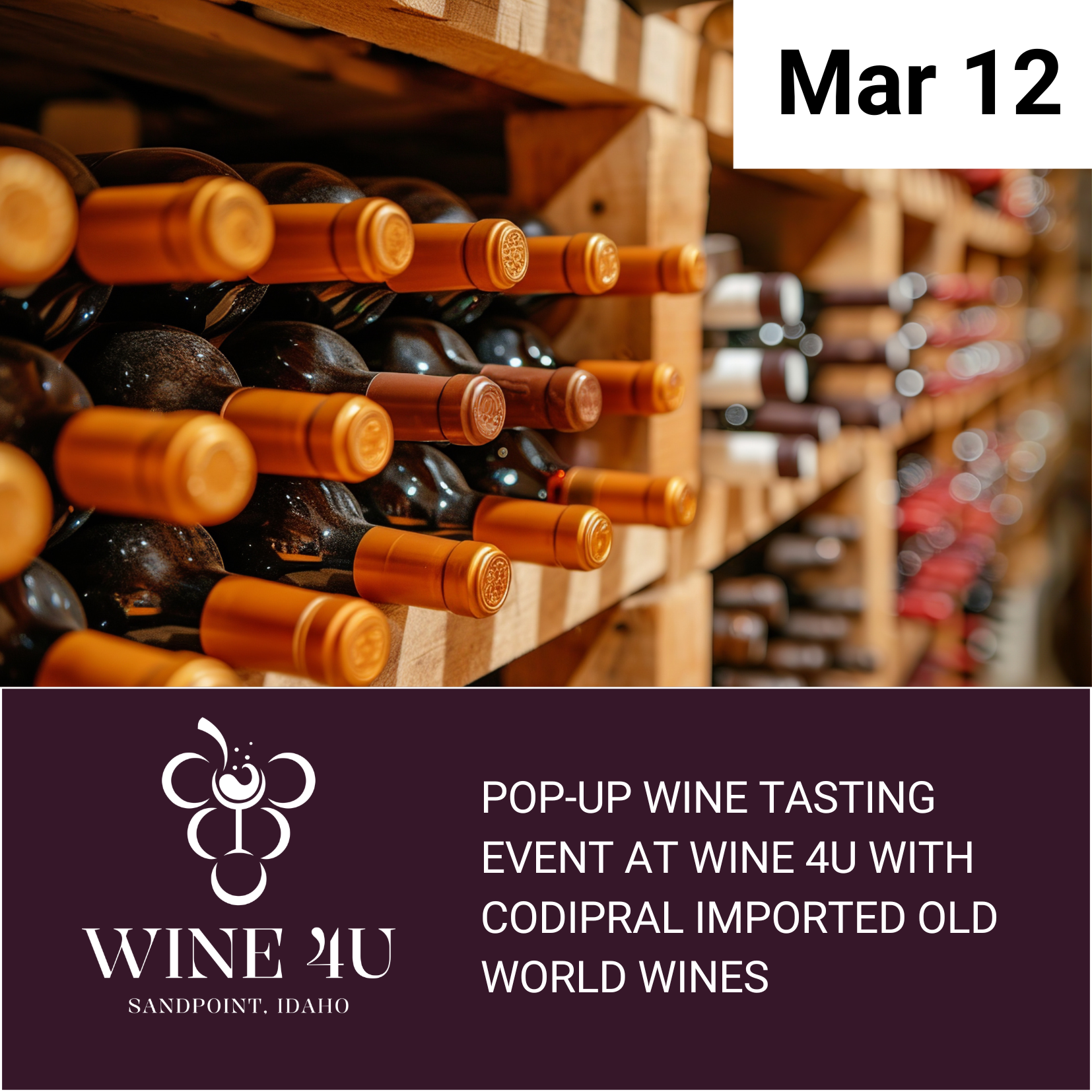 March 12 – Pop-Up Wine Tasting Event with Codipral Imported Old World Wines | 5:30–7:30 PM