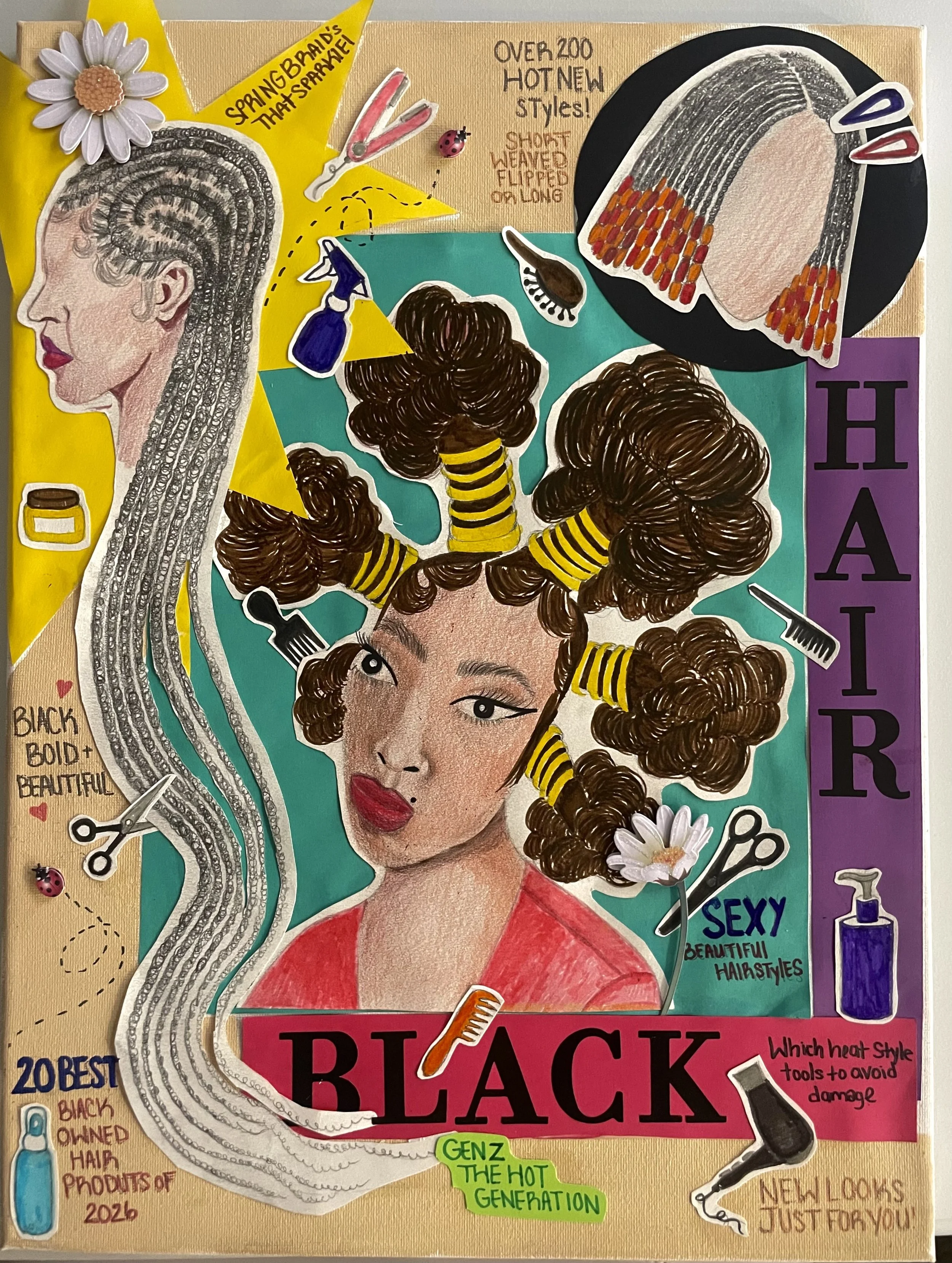 Collage 2 11x14 Marker, colored pencil, paper on canvas 