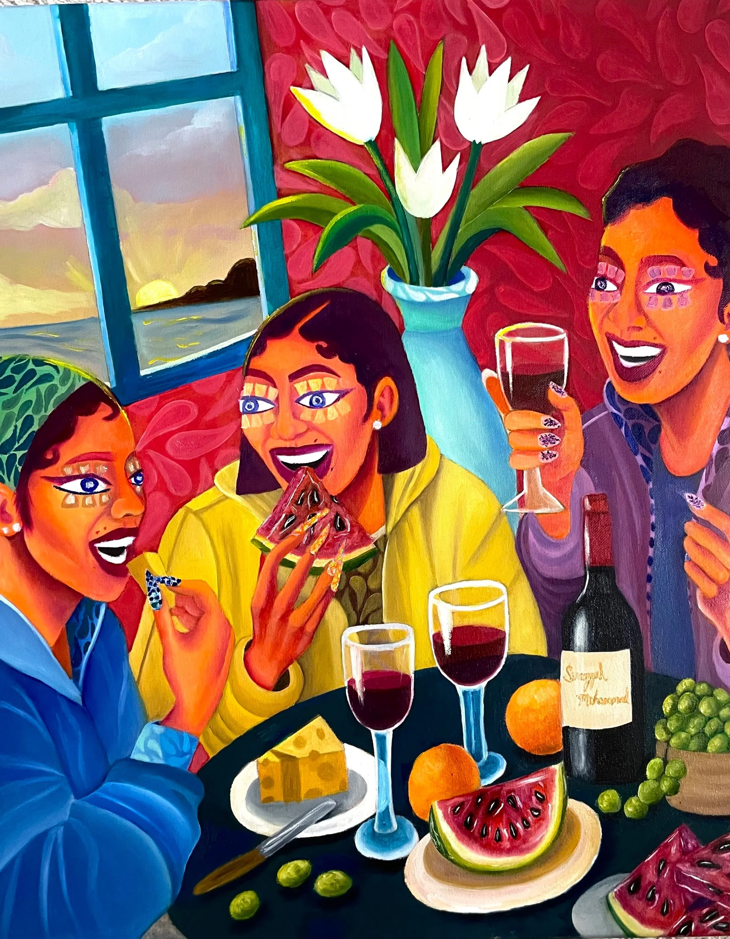 Stay Awhile 20x24 Oil and acrylic on canvas