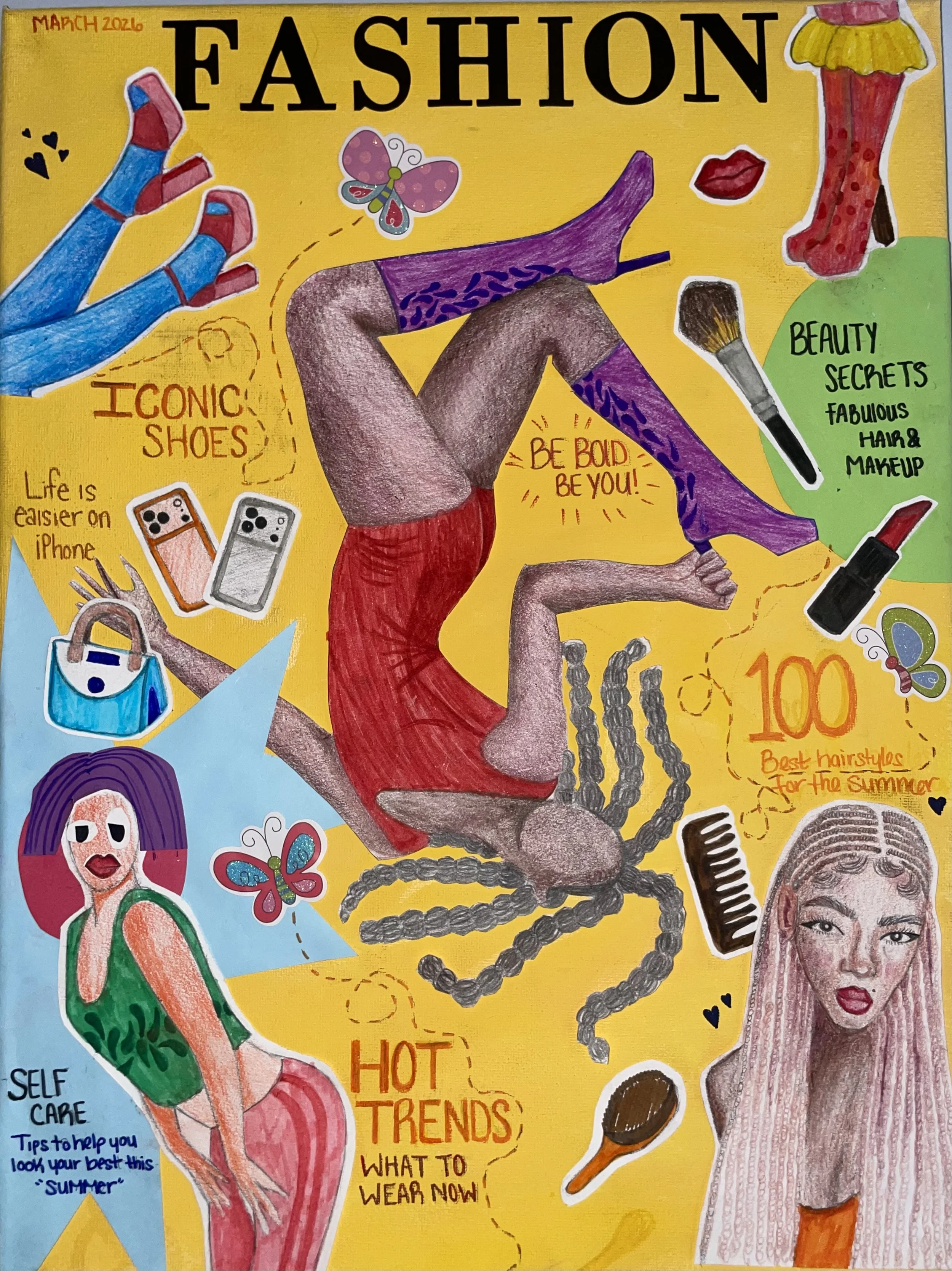 Collage 1 11x14 Colored pencil, marker, paper on canvas 