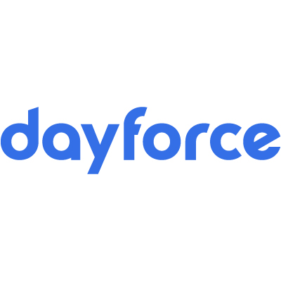 The logo for 'dayforce' in blue lowercase letters on a white background.