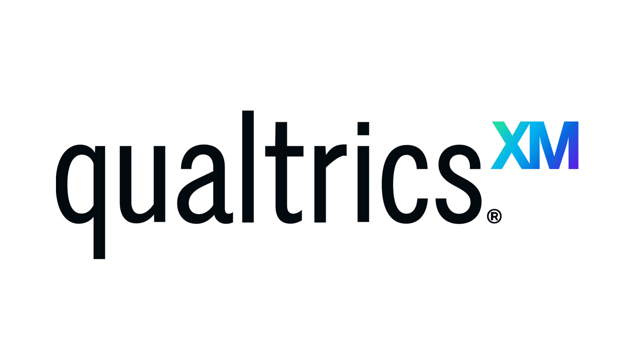 Logo with the text 'quatrics' in black, and a smaller 'XM' in gradient blue and purple to the right.