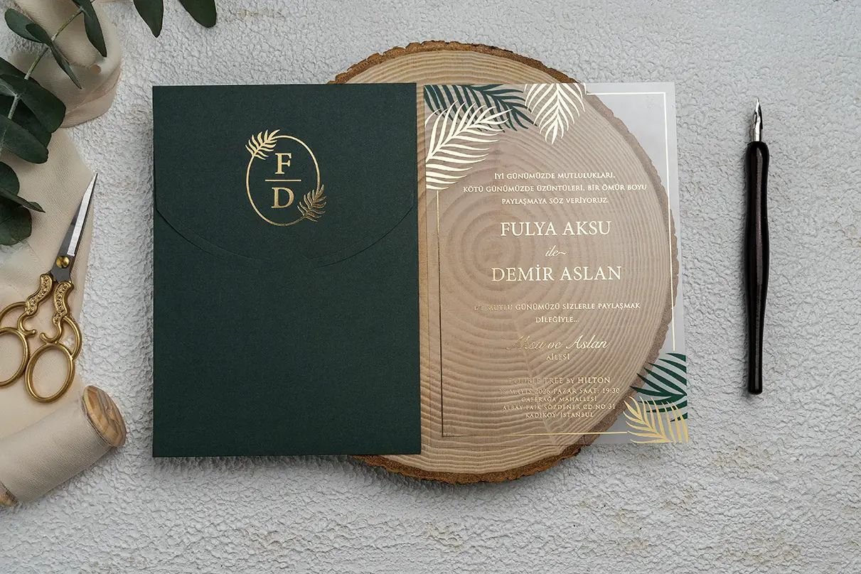 Luxury Green Leaf Invitation - 9258
