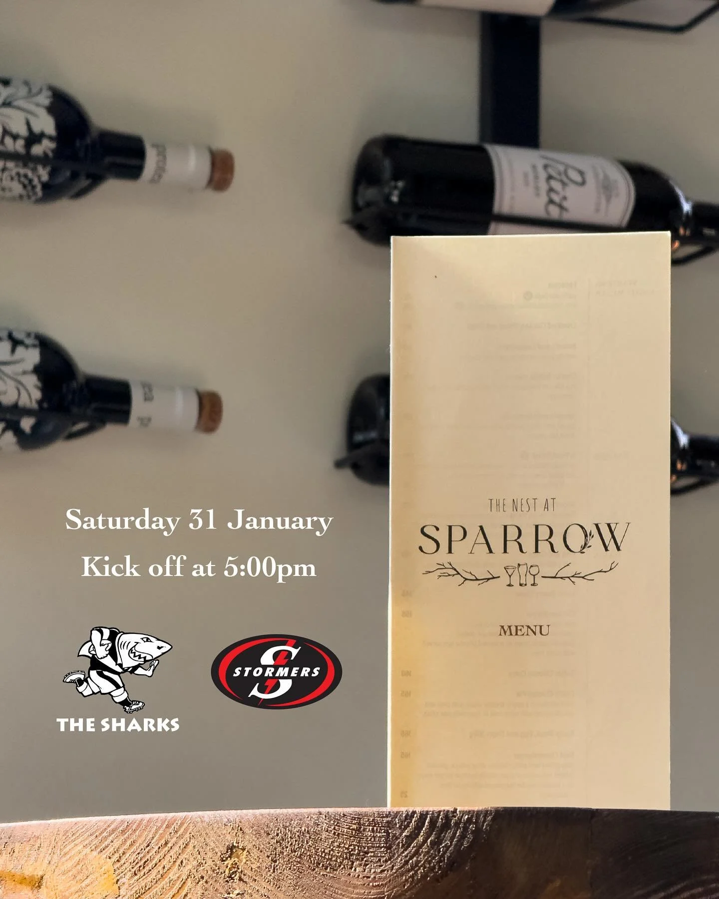 A great rugby game is on the menu this weekend at The Nest at Sparrow&hellip;

Sharks vs Stormers
Saturday 31 January
5pm

Great food, great friends and ice cold drinks! See you there!

#sharksrugby #thenestatsparrow #rugbylife