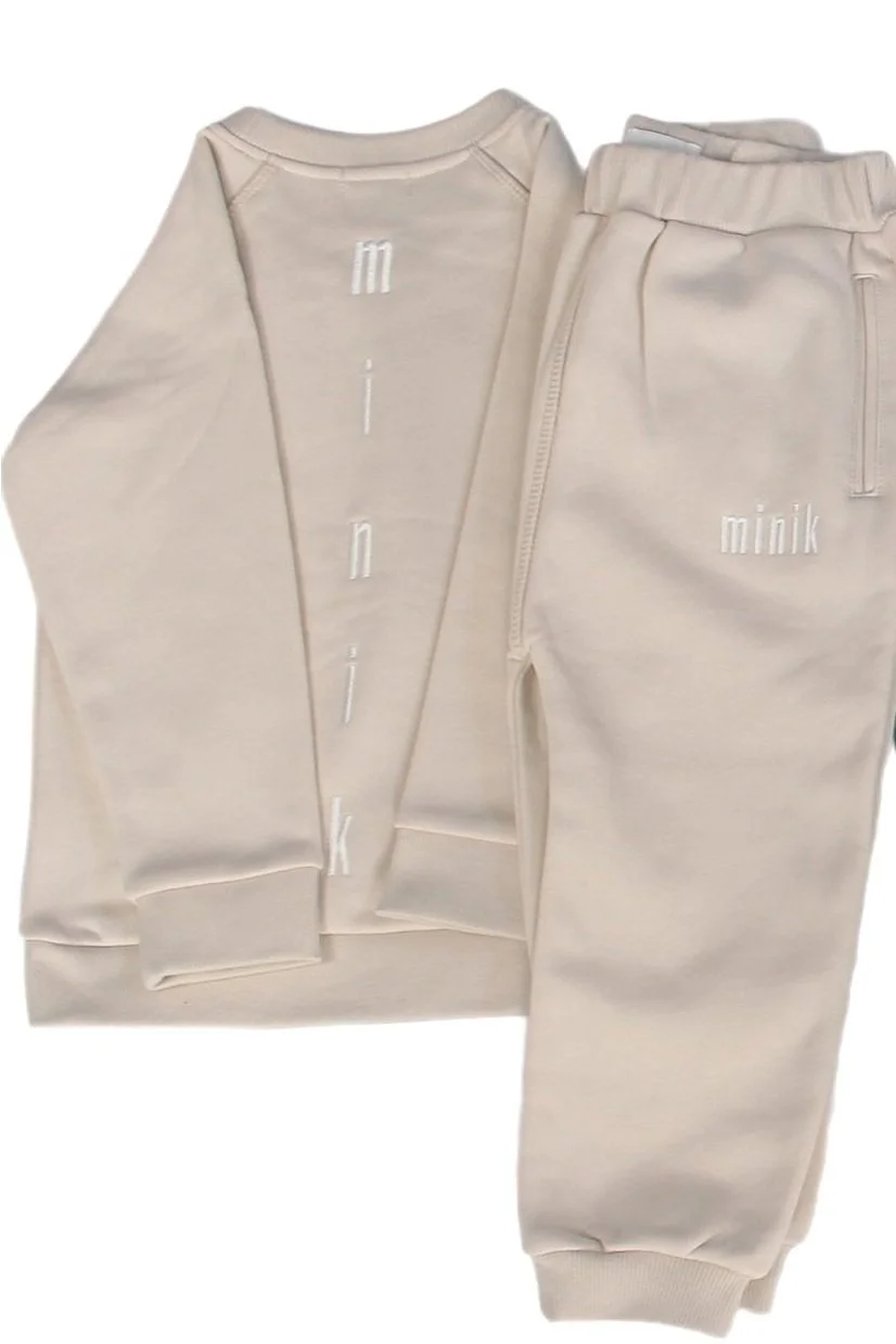 MK Soft Beige Crewneck Sweatshirt and Trackpants Set