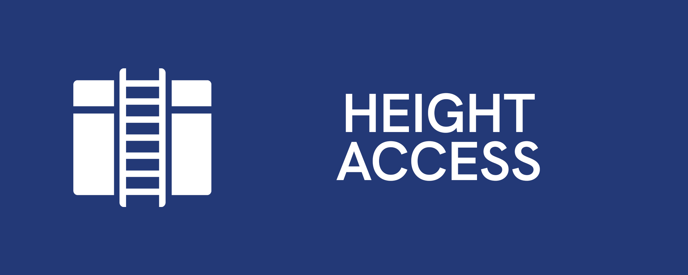 Blue sign with white graphic of a ladder and the words 'Height Access'.