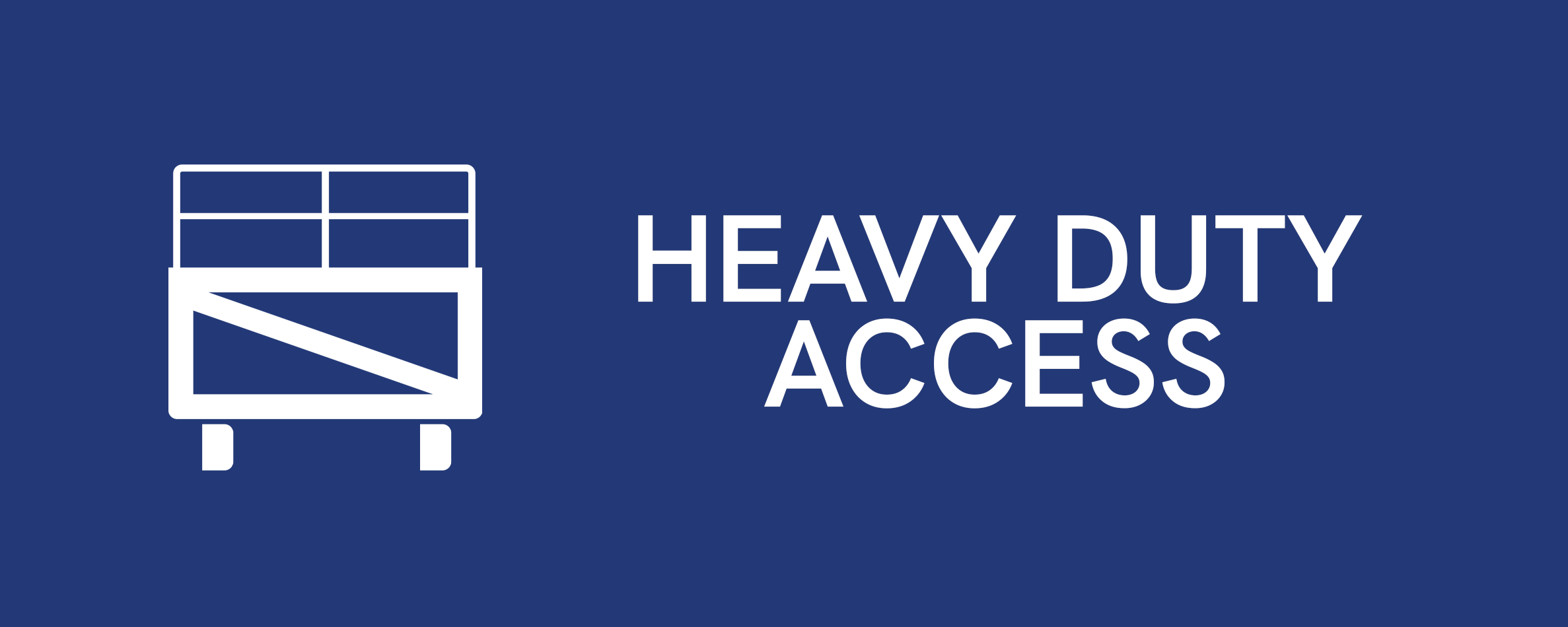 Heavy Duty Access sign with a white icon of a scaffold on a blue background.