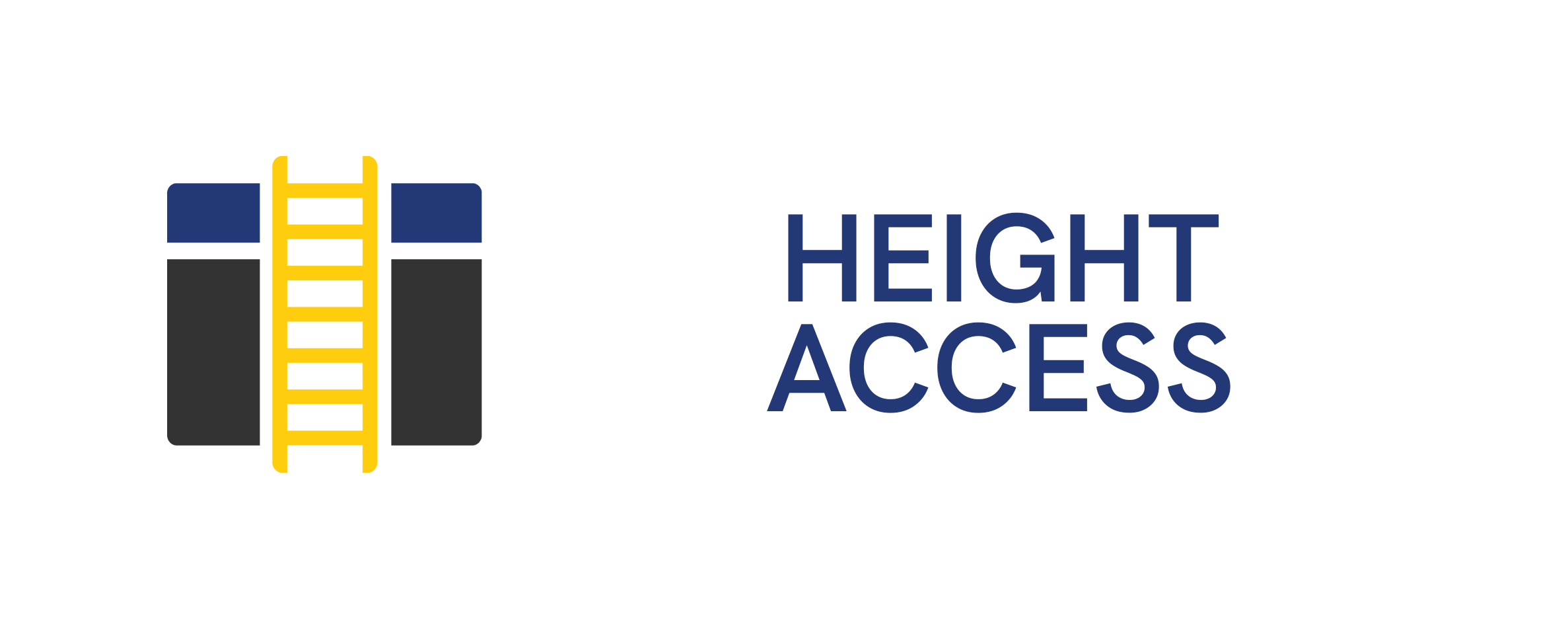 Logo with a graphic of a tower with a yellow ladder and the words 'Height Access' next to it.