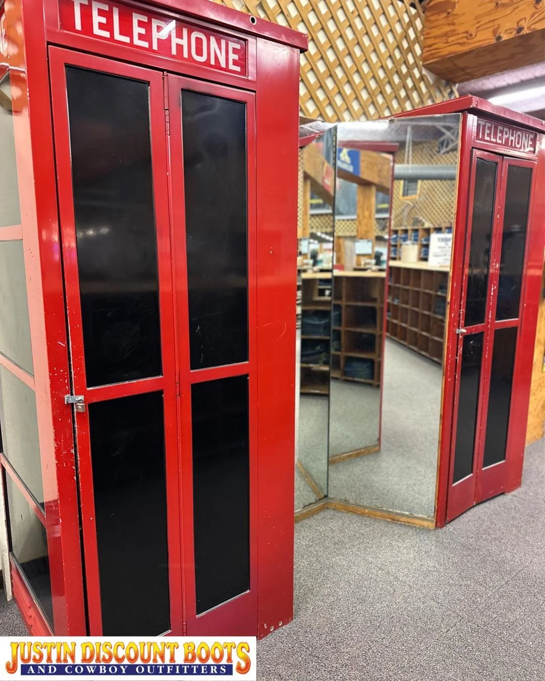 Hunny, I gotta run down to the phone booth & make a call 😂 
Just kidding y’all. But some of you may remember not too terribly long ago when we implemented our telephone booths as dressing rooms. We have since come into the 21st century &a