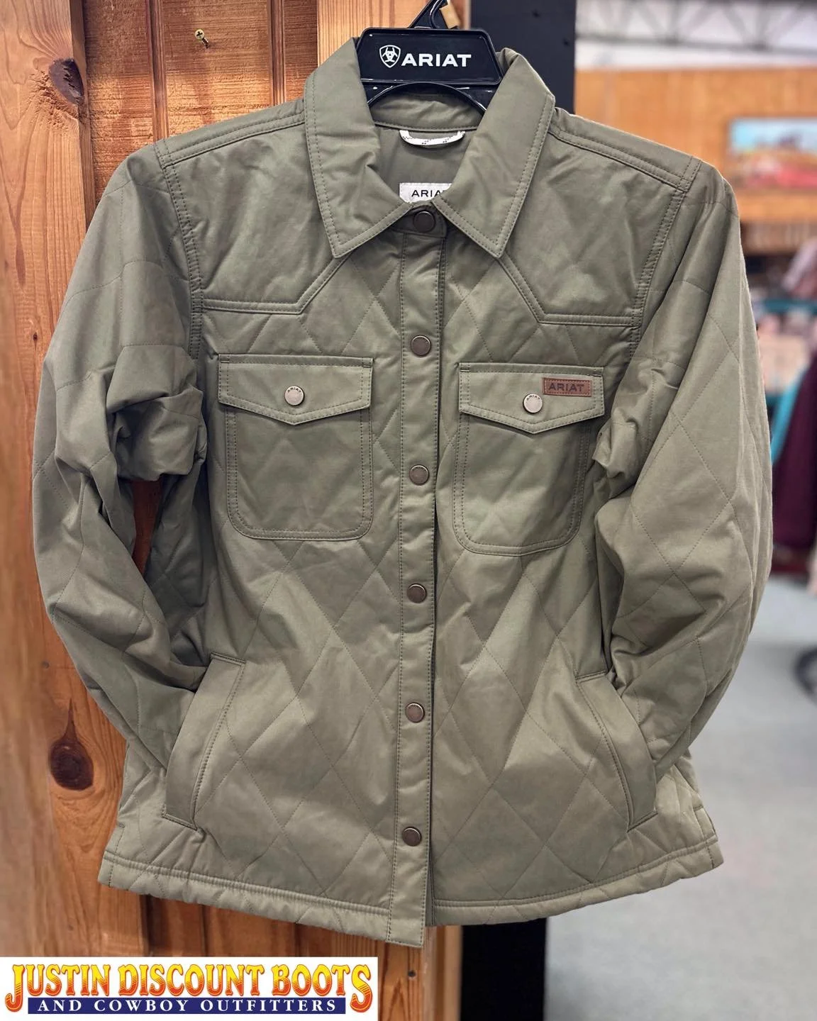 Warm yet stylish, this workwear-inspired jacket is a great throw-on-and-go layer. The diamond quilted shell shrugs off rain, while the soft, printed fleece lining keeps you nice and cozy. 
&mdash; @ariatinternational 

Treat yourself to the Grizzly Q