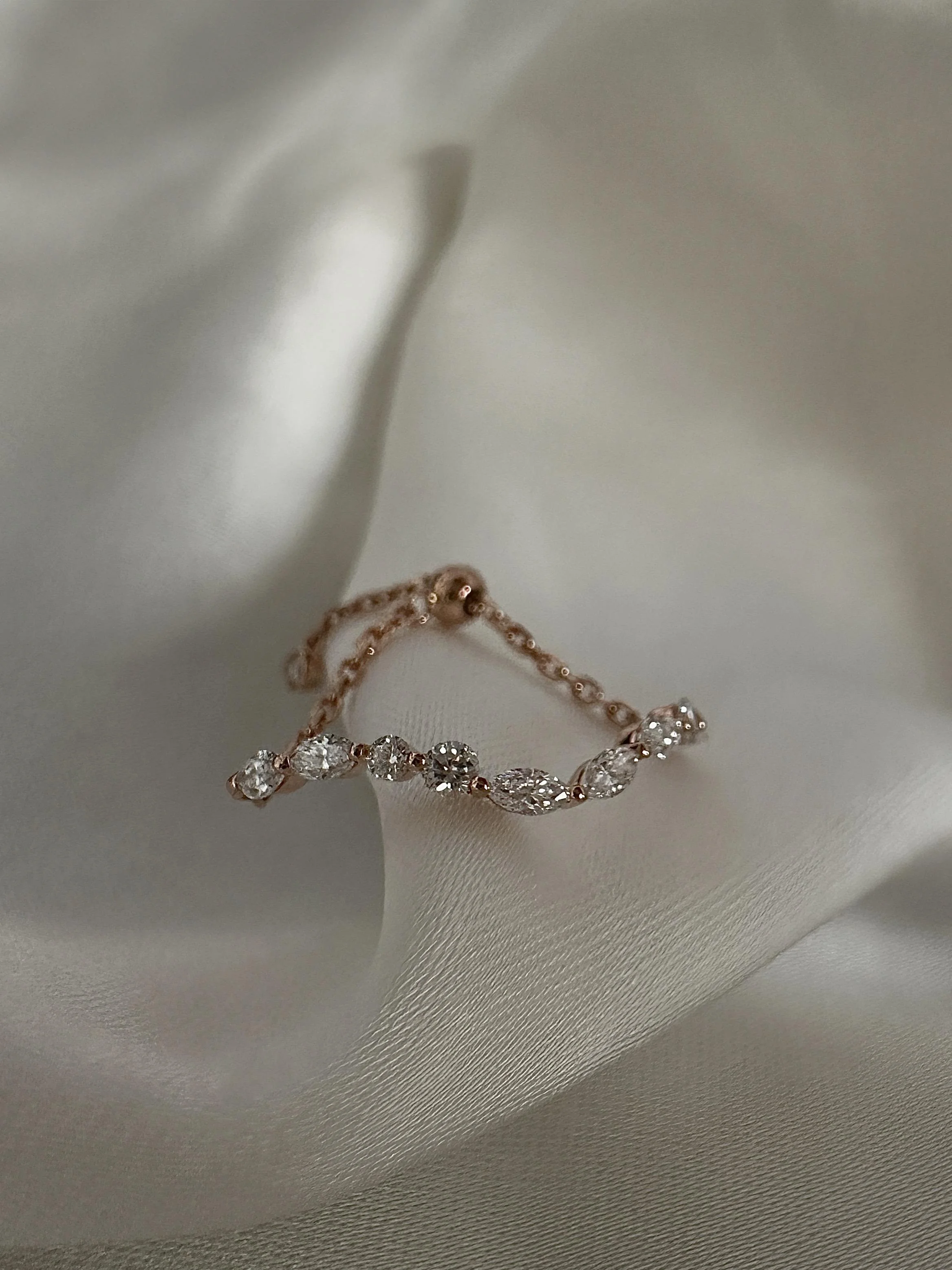 Senavaia wavy ring flowing ring Morse code Ring adjustable ring 14K 18K Solid Gold In with Diamonds Wedding Rings Diamond ring anniversary gift gift for her