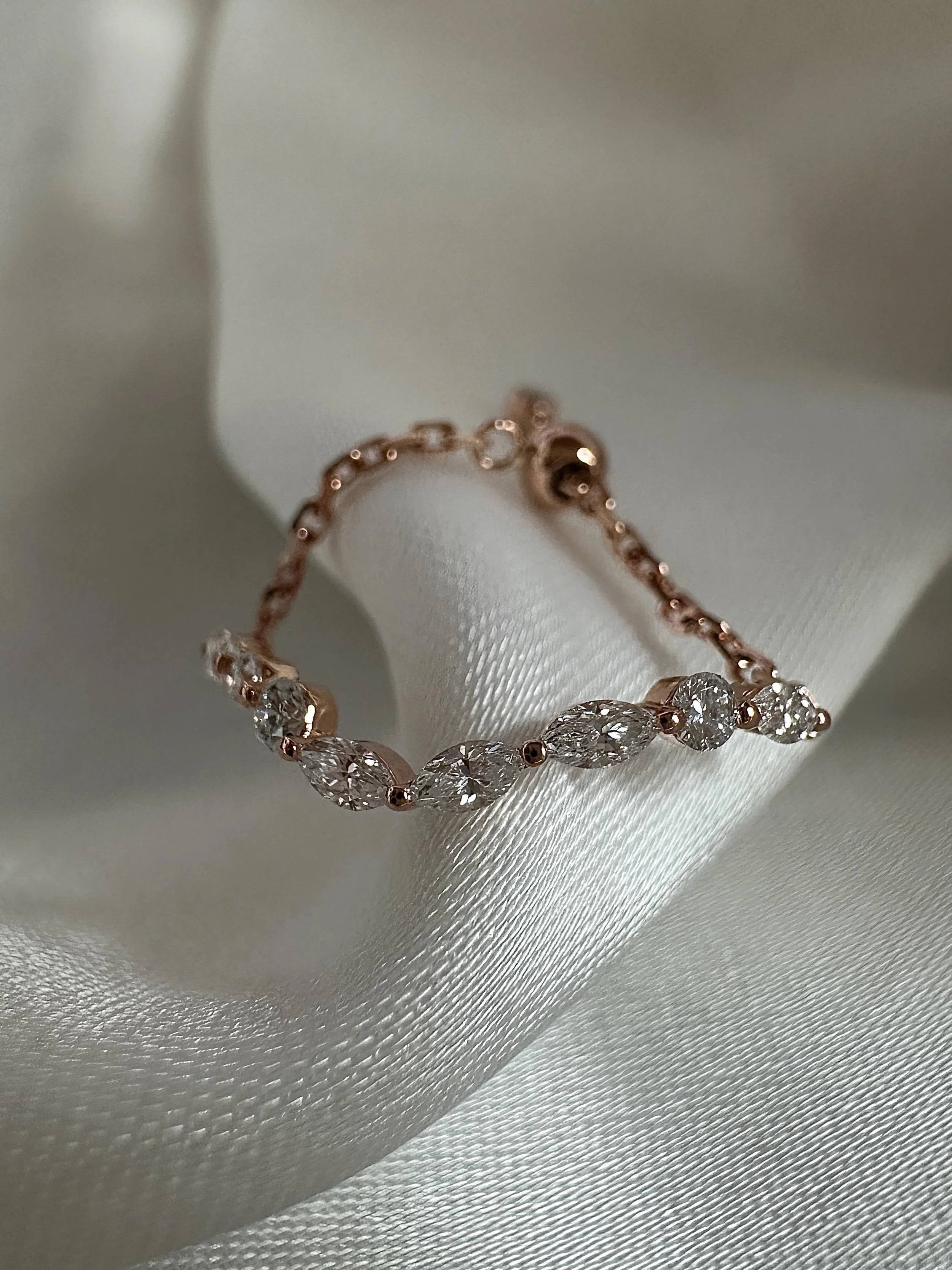 Senavaia wavy ring flowing ring Morse code Ring adjustable ring 14K 18K Solid Gold In with Diamonds Wedding Rings Diamond ring anniversary gift gift for her